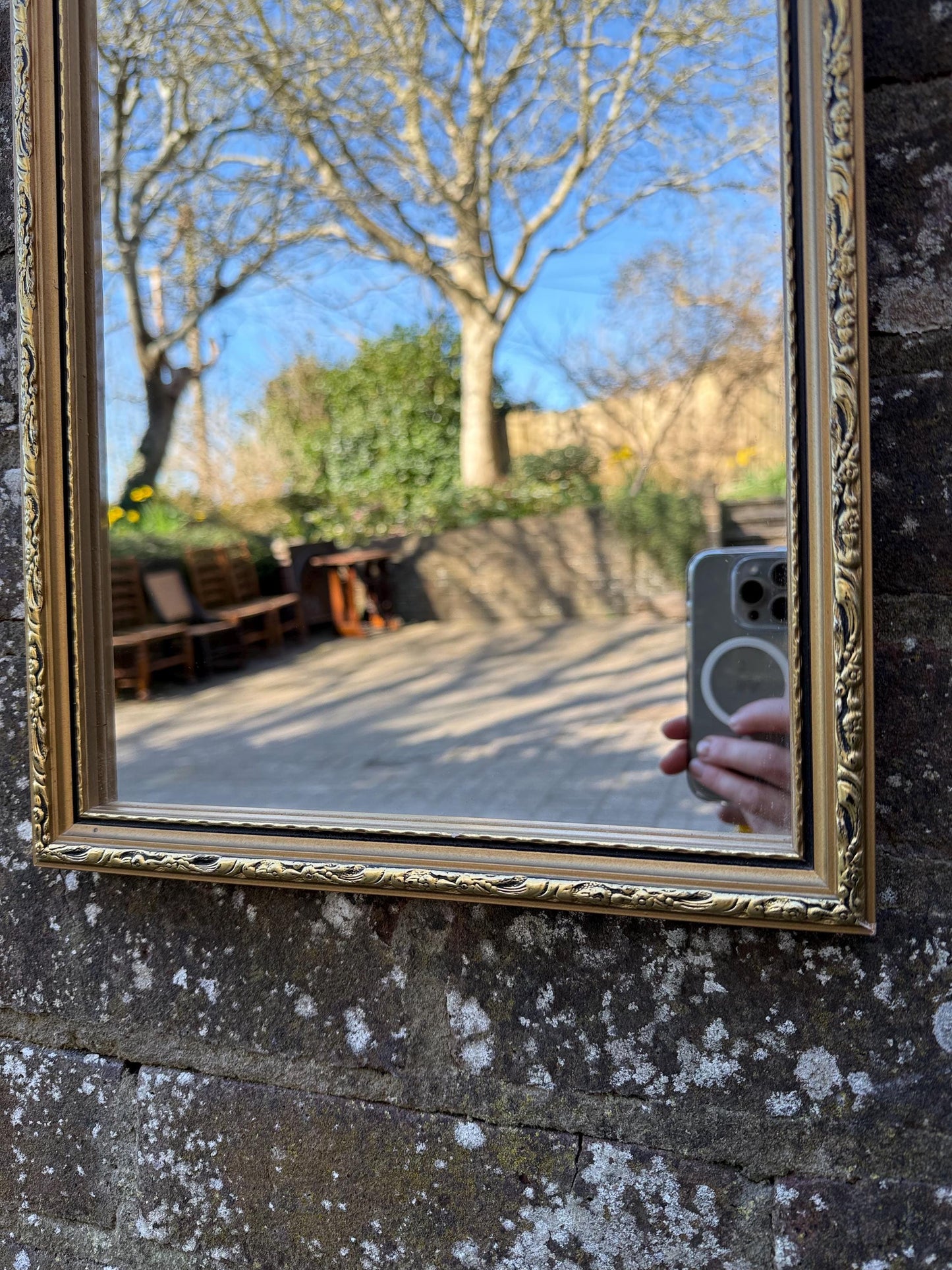 Small Vintage 70s Gilt Framed Mirror - vgc