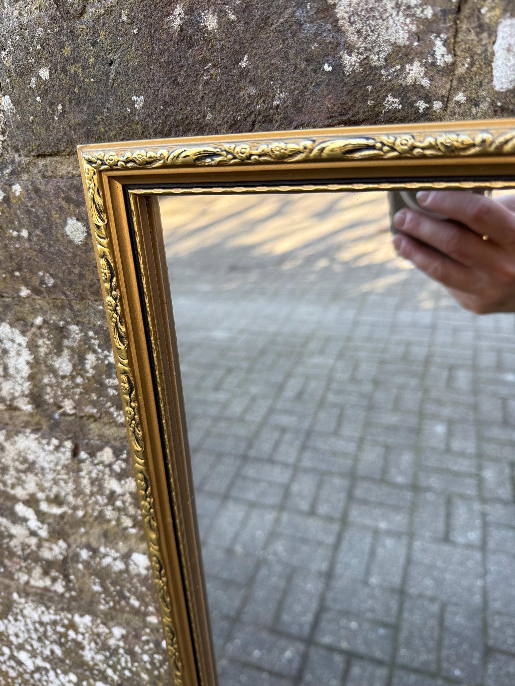 Small Vintage 70s Gilt Framed Mirror - vgc