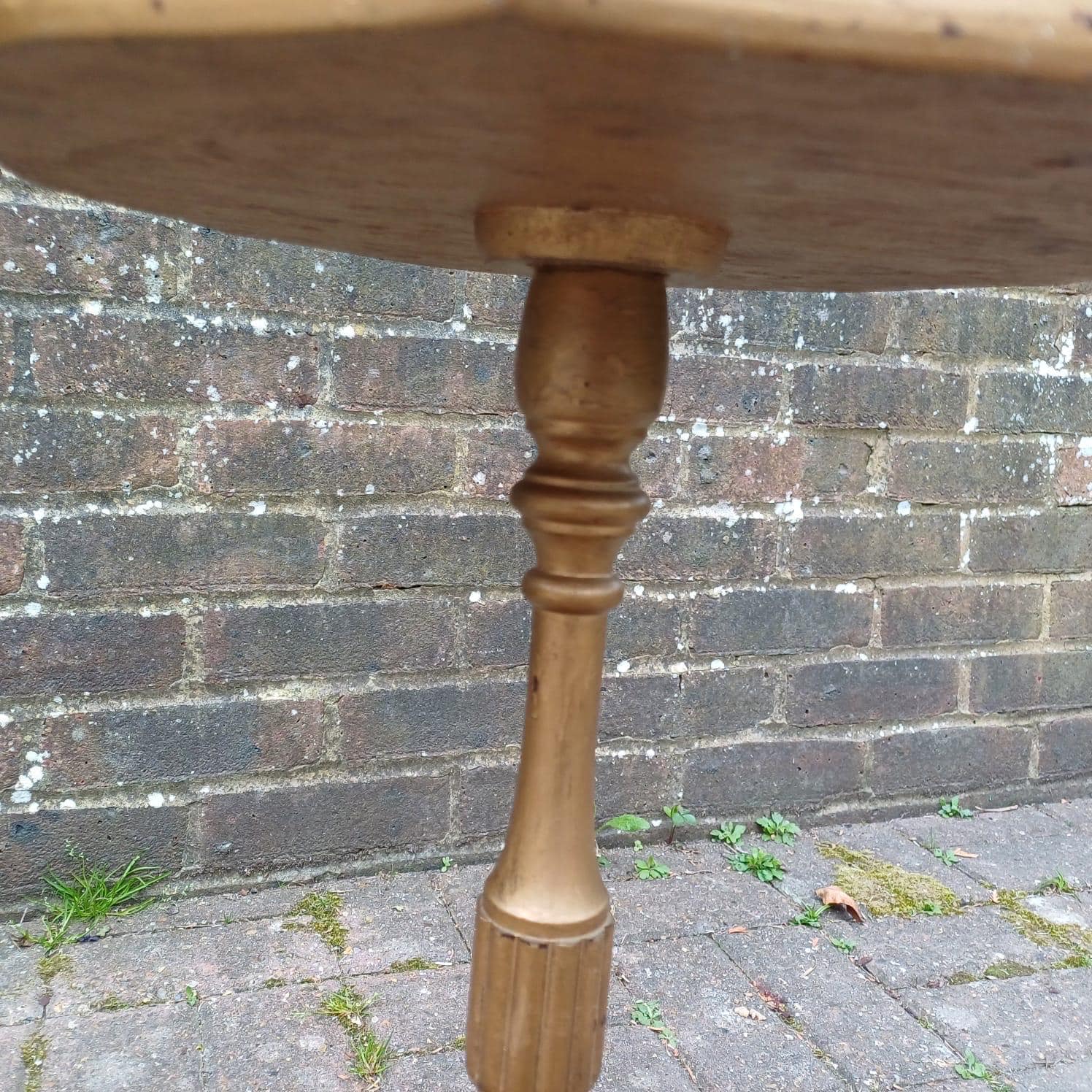 Vintage upcycled wine table, side or lamp table - gorgeous 1980s table with a matt gold painted finish & the original green leatherette top