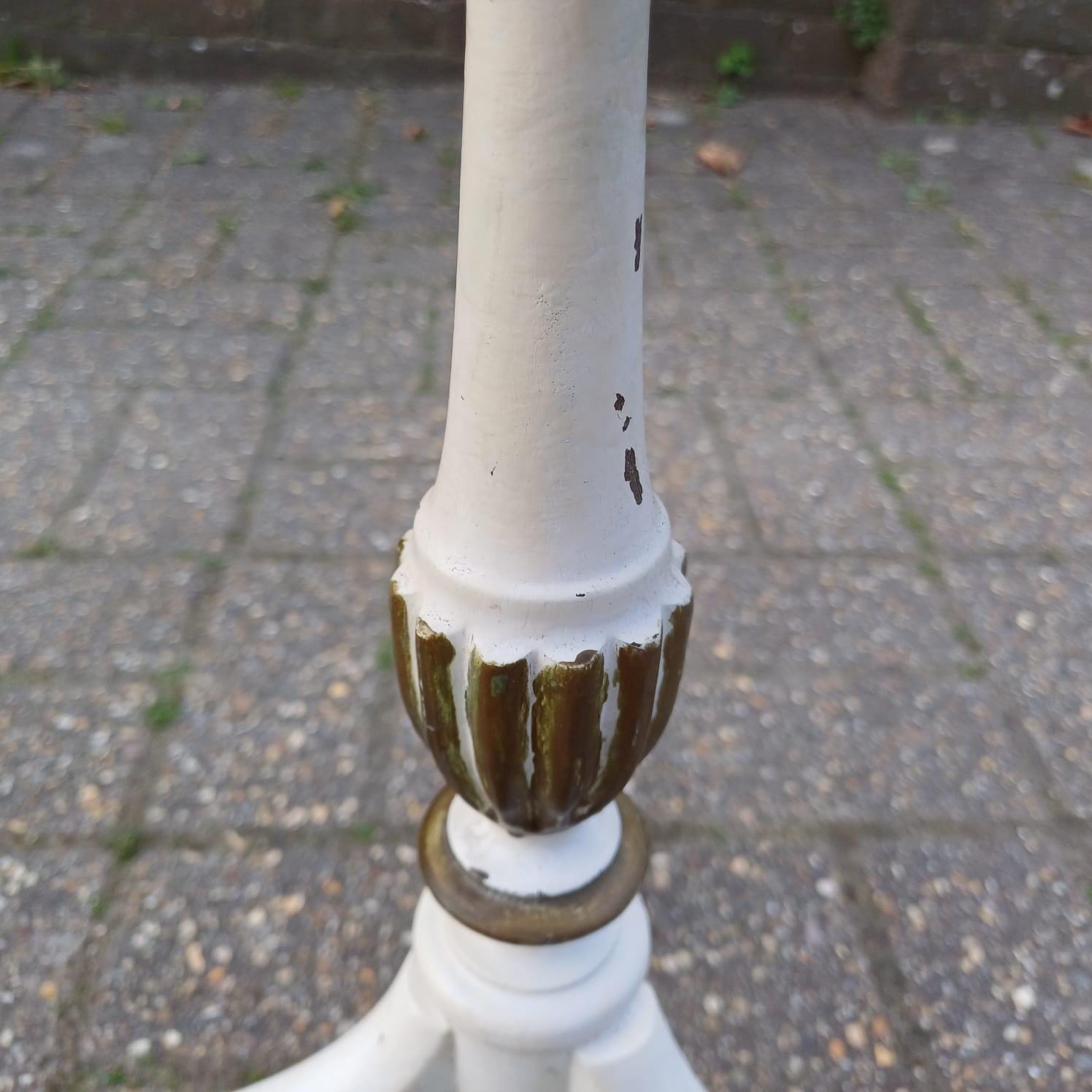 Superb vintage painted white/cream and gold wine table, side table, vintage wooden table, lamp table - white with gold accents