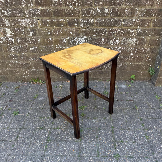 Unique upcycled retro vintage small table, small vintage plant stand, vintage oak table, lamp table 38cm w, 47cm h, 34cm deep