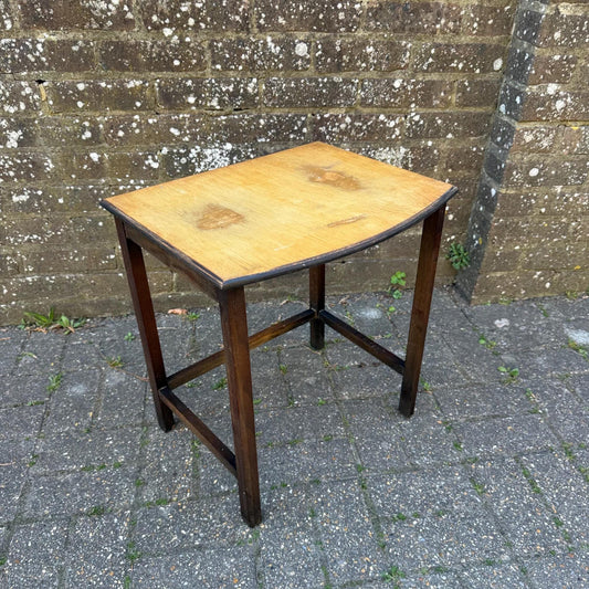 Unique hand sanded retro vintage oak table, lamp table, sanded plant stand, vintage table (46cm x 50cm x 37cm)