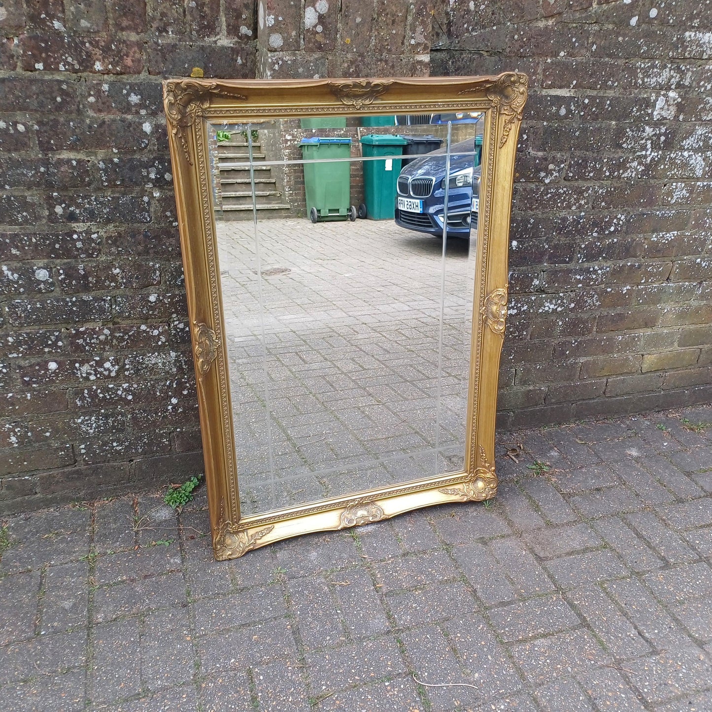 Huge Vintage 80s French Louis XV-Style Wall Mirror Ornate Gilt Frame, Bevelled Glass Panels FREE HAND Delivery