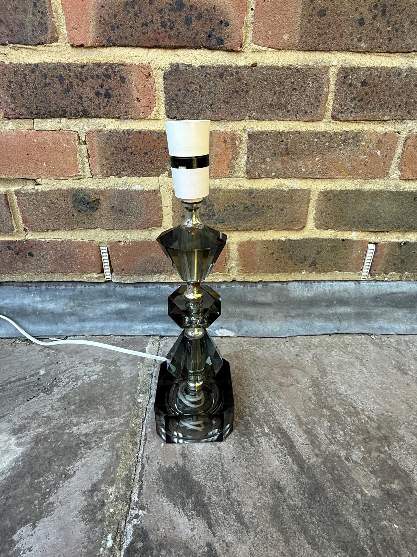 Retro vintage cut glass grey European vintage lamp - working