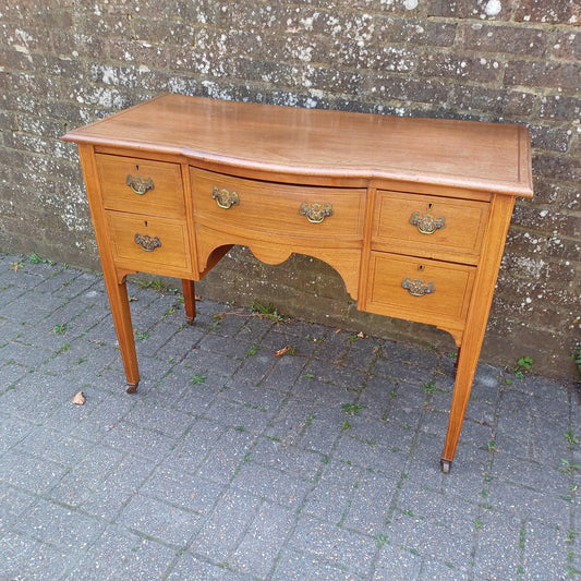 DRAFT Vintage Serpentine Mahogany Sideboard Georgian Edwardian Style Dressing Chest Inlaid Veneer Brass Handles Furniture FREE HAND Delivery