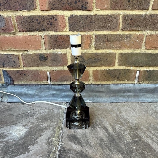 Retro vintage cut glass grey European vintage lamp - working