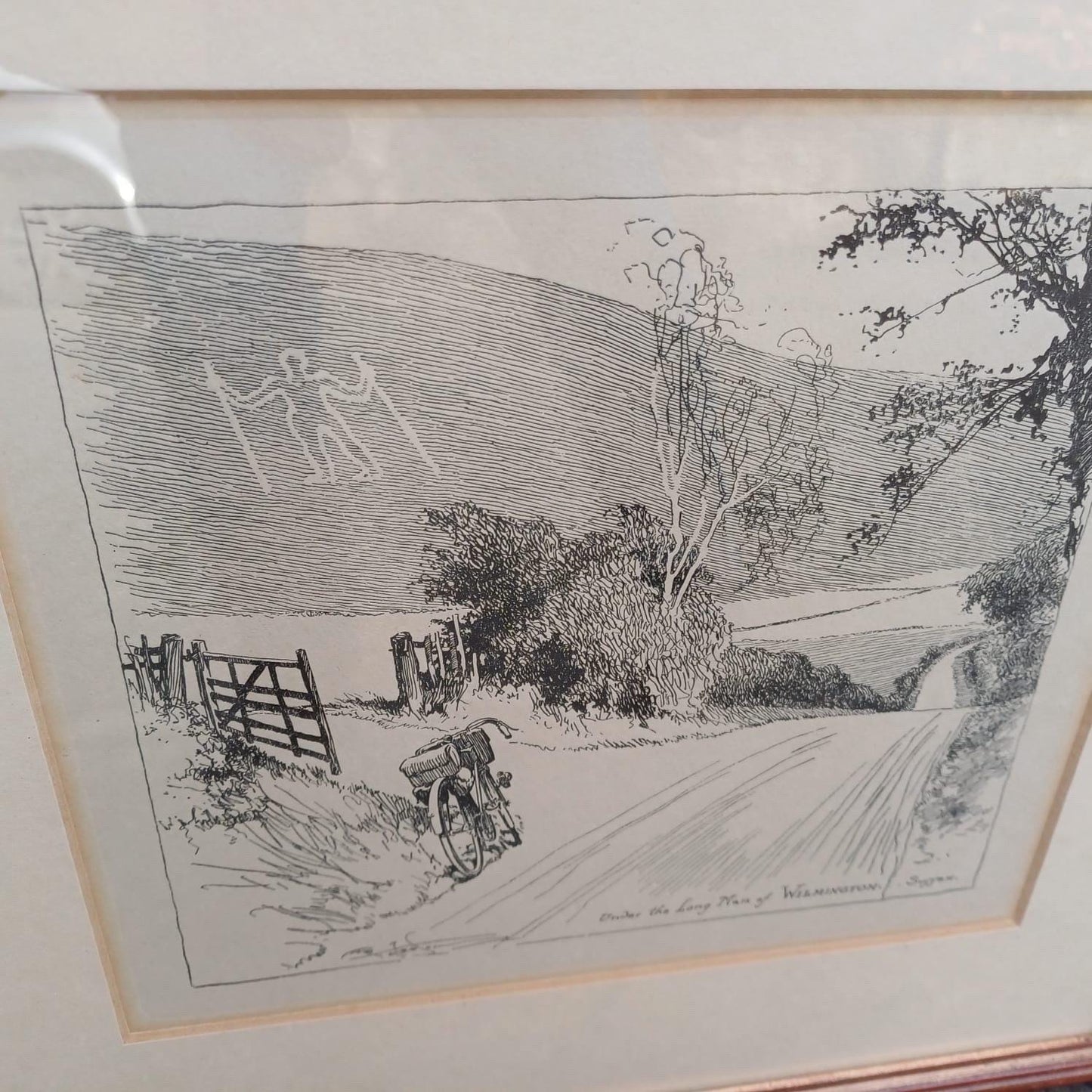 Sussex Cycling Prints - 3 pen and ink drawings of West & East Sussex Scenes, all professionally framed