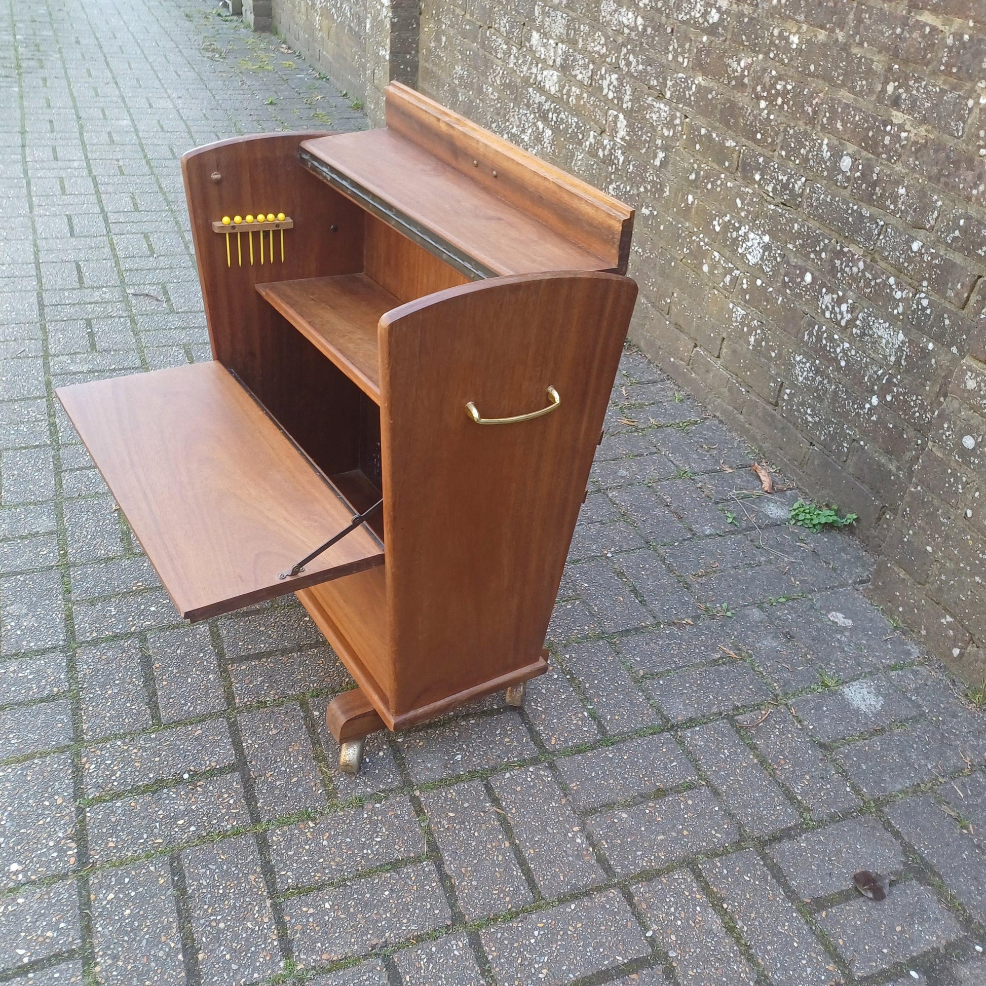 Genius Vintage Retro 1950s-60s Solid Wood Cocktail Drinks Trolley – Restored Mid-Century Bar Cabinet, Atomic Design, FREE HAND Delivery