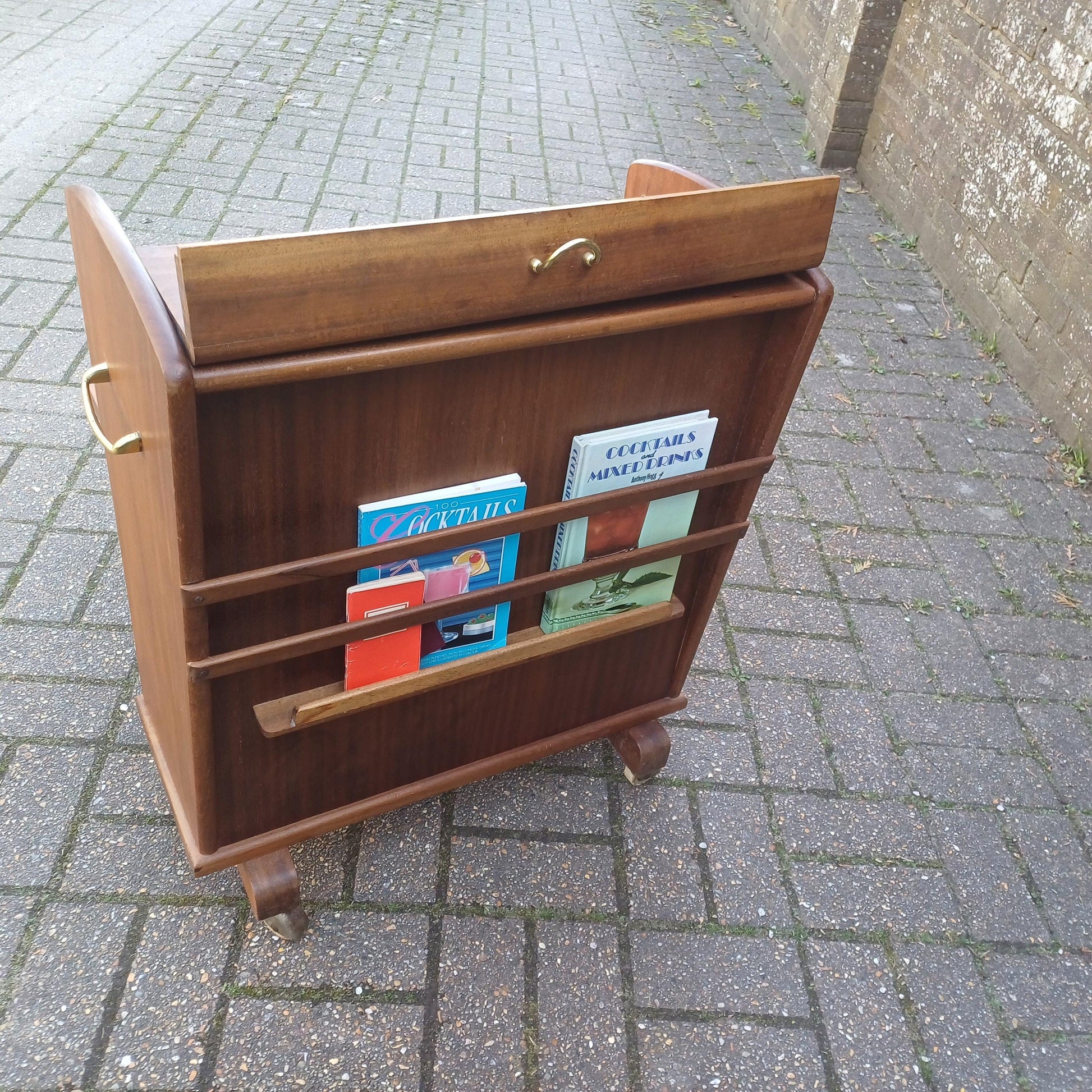 Genius Vintage Retro 1950s-60s Solid Wood Cocktail Drinks Trolley – Restored Mid-Century Bar Cabinet, Atomic Design, FREE HAND Delivery