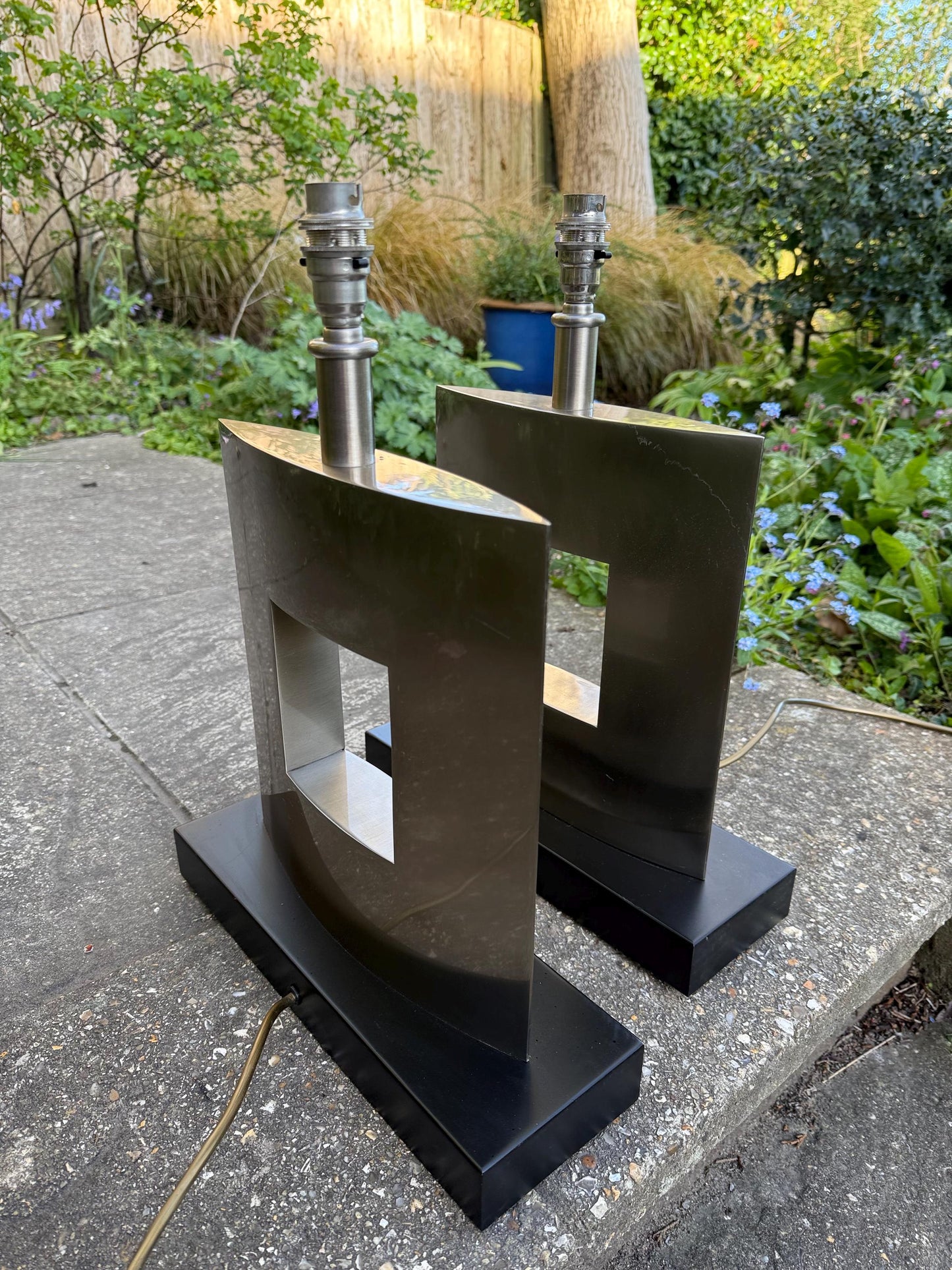Top Quality Industrial Style Heavy Metal lamps – brushed steel on metal base – large working and PAT tested lamps