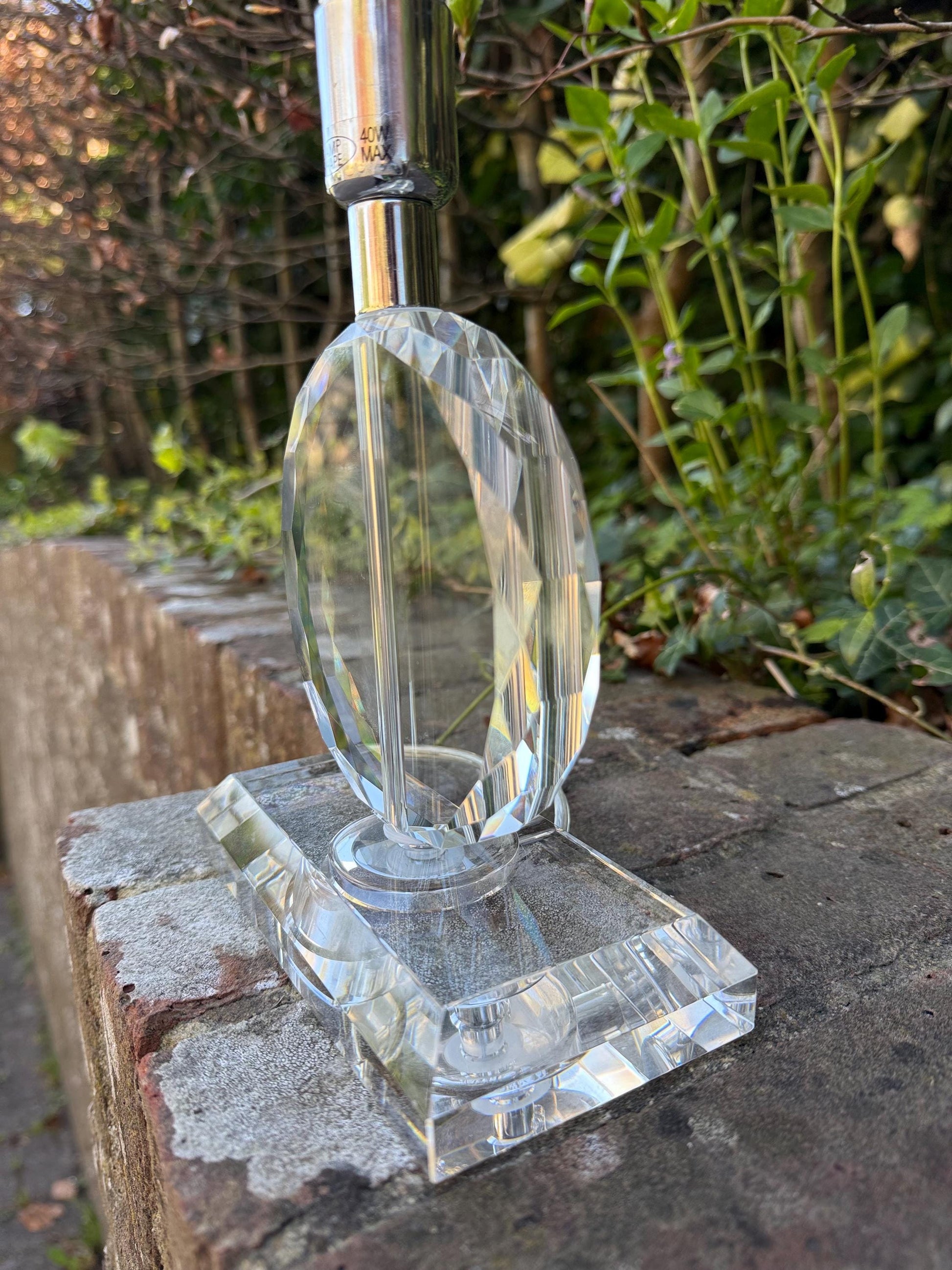 Vintage Glass Shaped and Crystal Cut Table Lamp – all working and PAT test