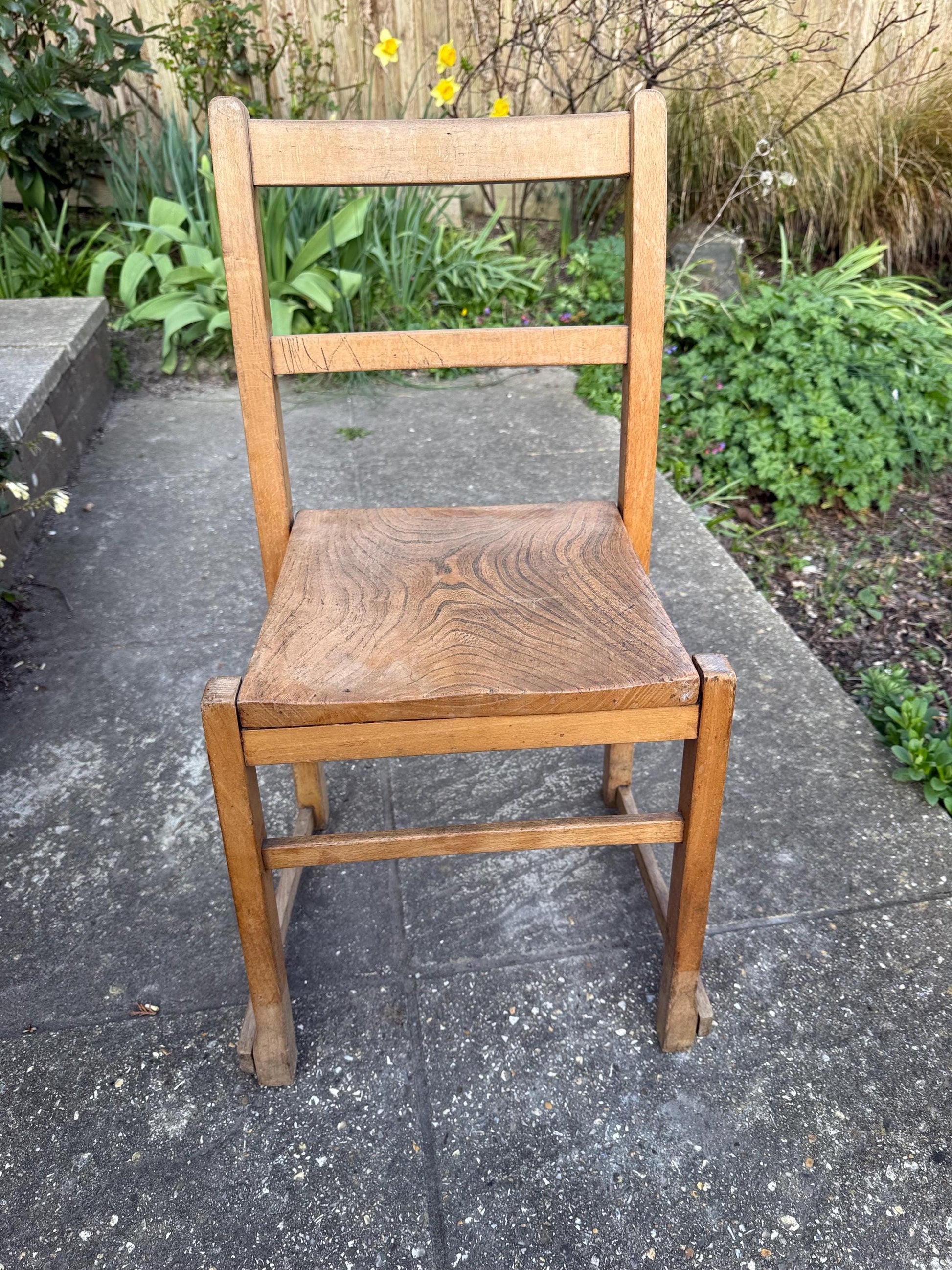 Vintage child's chair - rustic wooden child's chair, mid-century chair - playroom furniture, bedroom chair