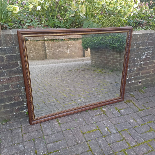 Massive Ornate Vintage Wall Mirror with Dark Wood & Gold Detailing Bevelled Glass FREE HAND Delivery