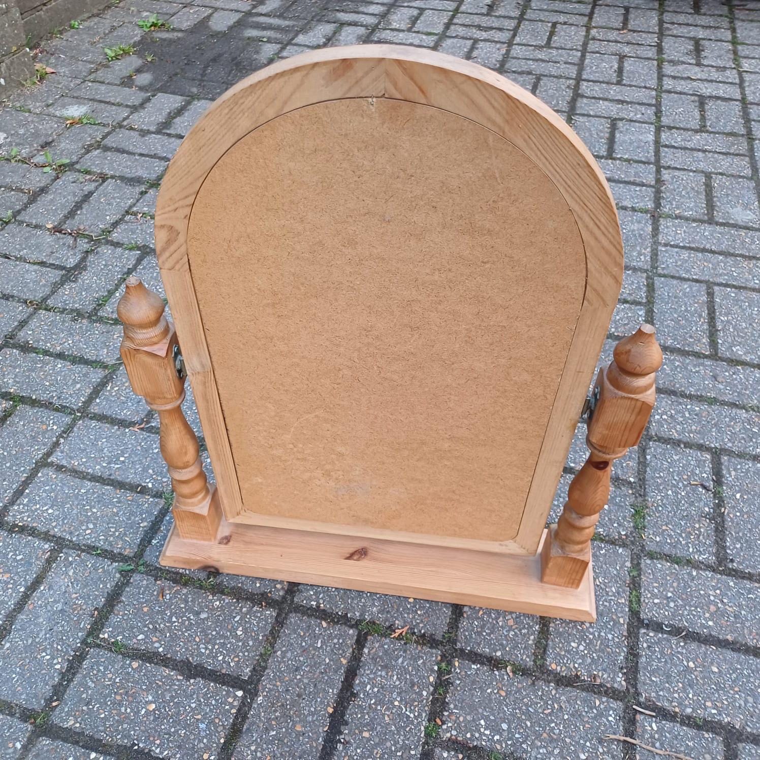 Large vintage pine swing mirror, dressing table mirror, large table mirror, vintage vanity mirror - 63cm tall, 53cm wide