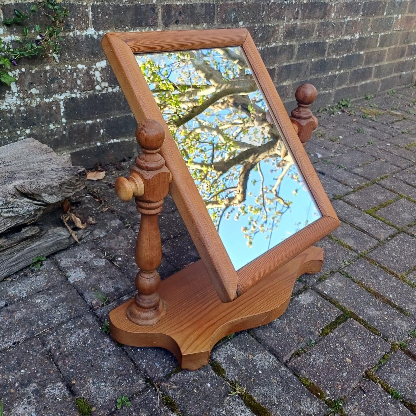 Vintage Pine Dressing Table Mirror, Vanity Swing Mirror, Vintage Swing Mirror, Pine Bedroom mirror