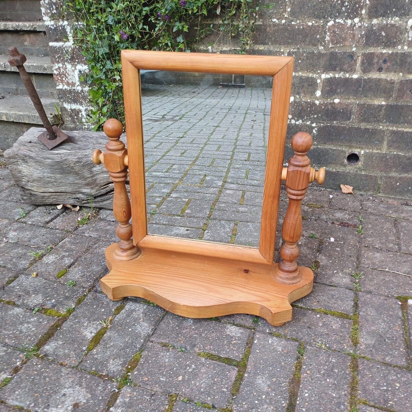 Vintage Pine Dressing Table Mirror, Vanity Swing Mirror, Vintage Swing Mirror, Pine Bedroom mirror