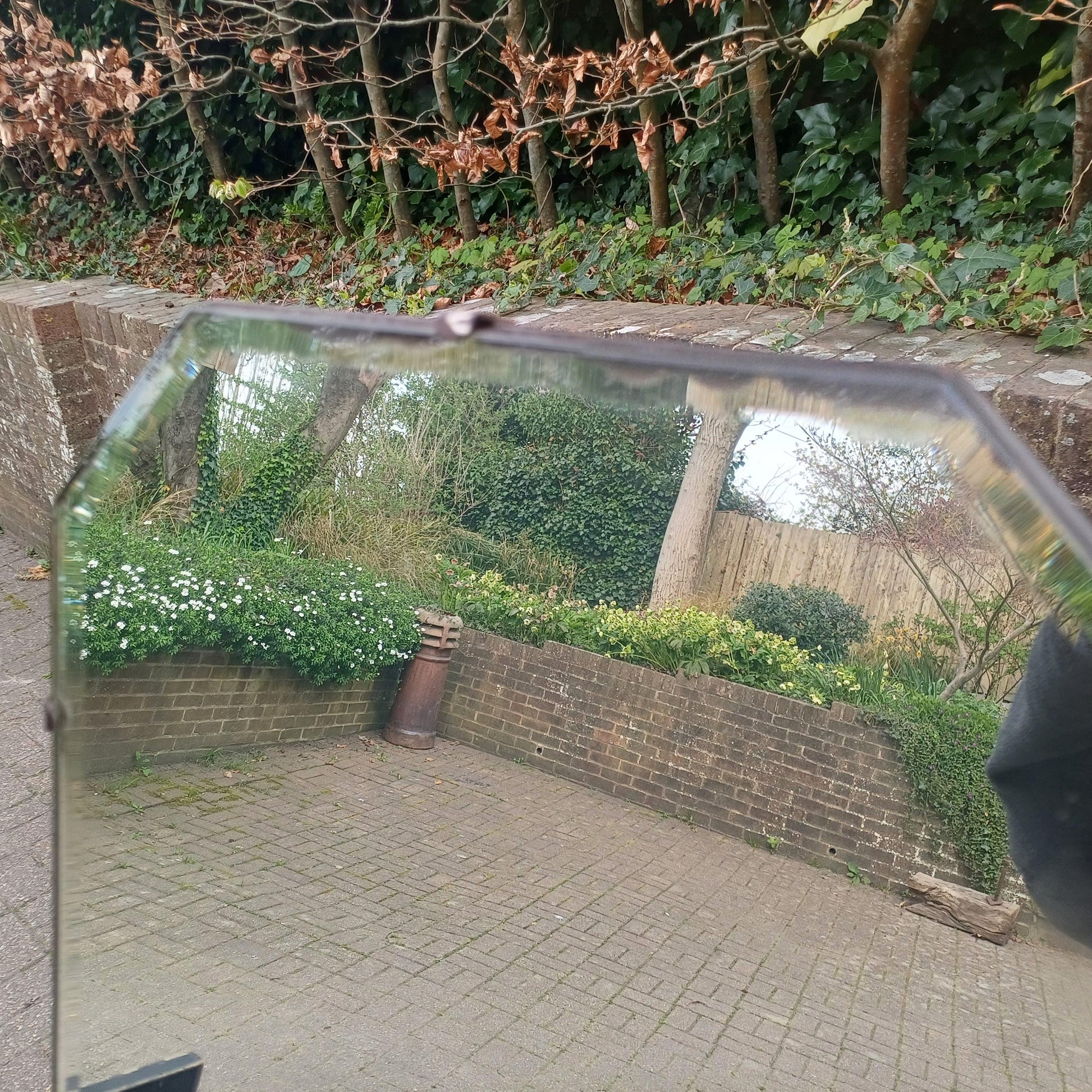 1920s Art Deco Oak Cheval Mirror Side Shelves Freestanding Distressed Black Finish Vintage Full Length Tilting Mirror FREE HAND Delivery