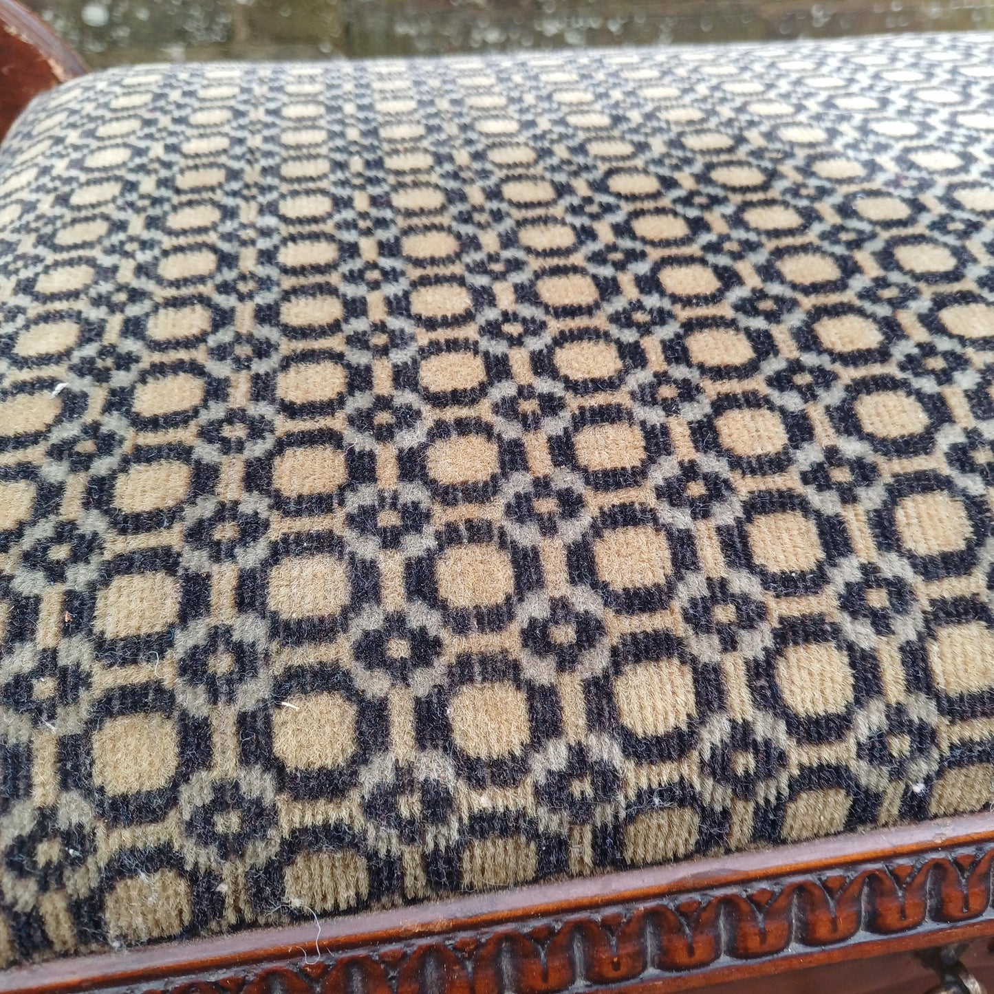 Vintage Edwardian Piano Stool Bench Mahogany Storage Seat Fabric Hallway Bedroom Multi Use Antique Charm