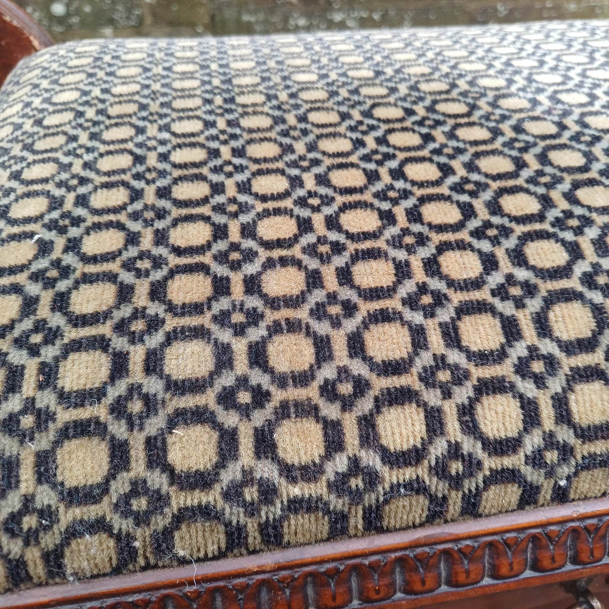 Vintage Edwardian Piano Stool Bench Mahogany Storage Seat Fabric Hallway Bedroom Multi Use Antique Charm