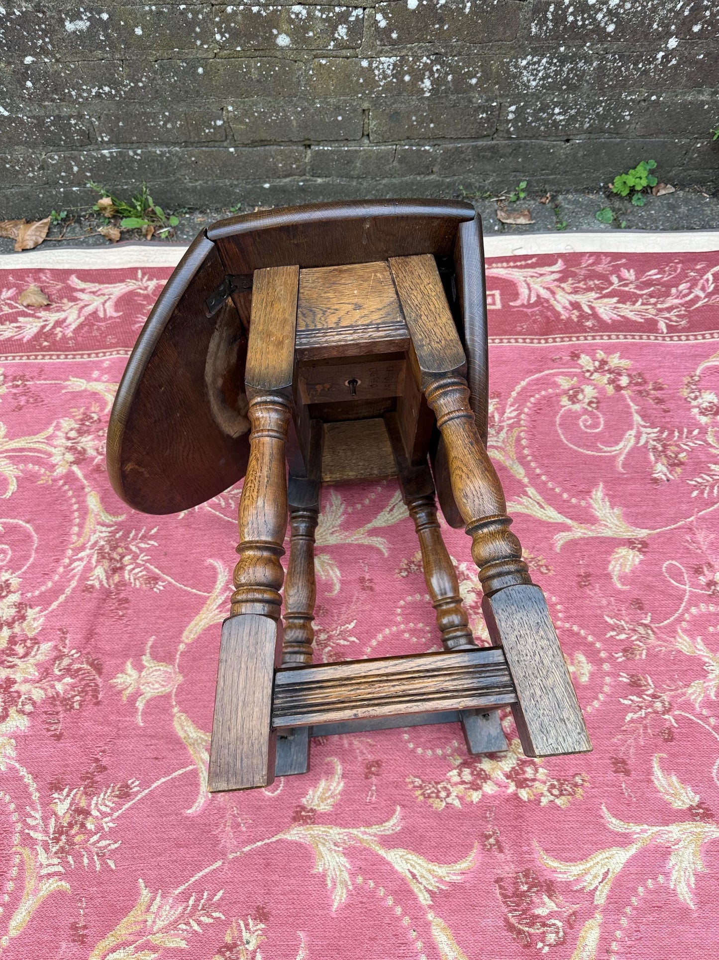 Vintage solid oak swivel folding occasional table - delightful mid century, 1950s folding table