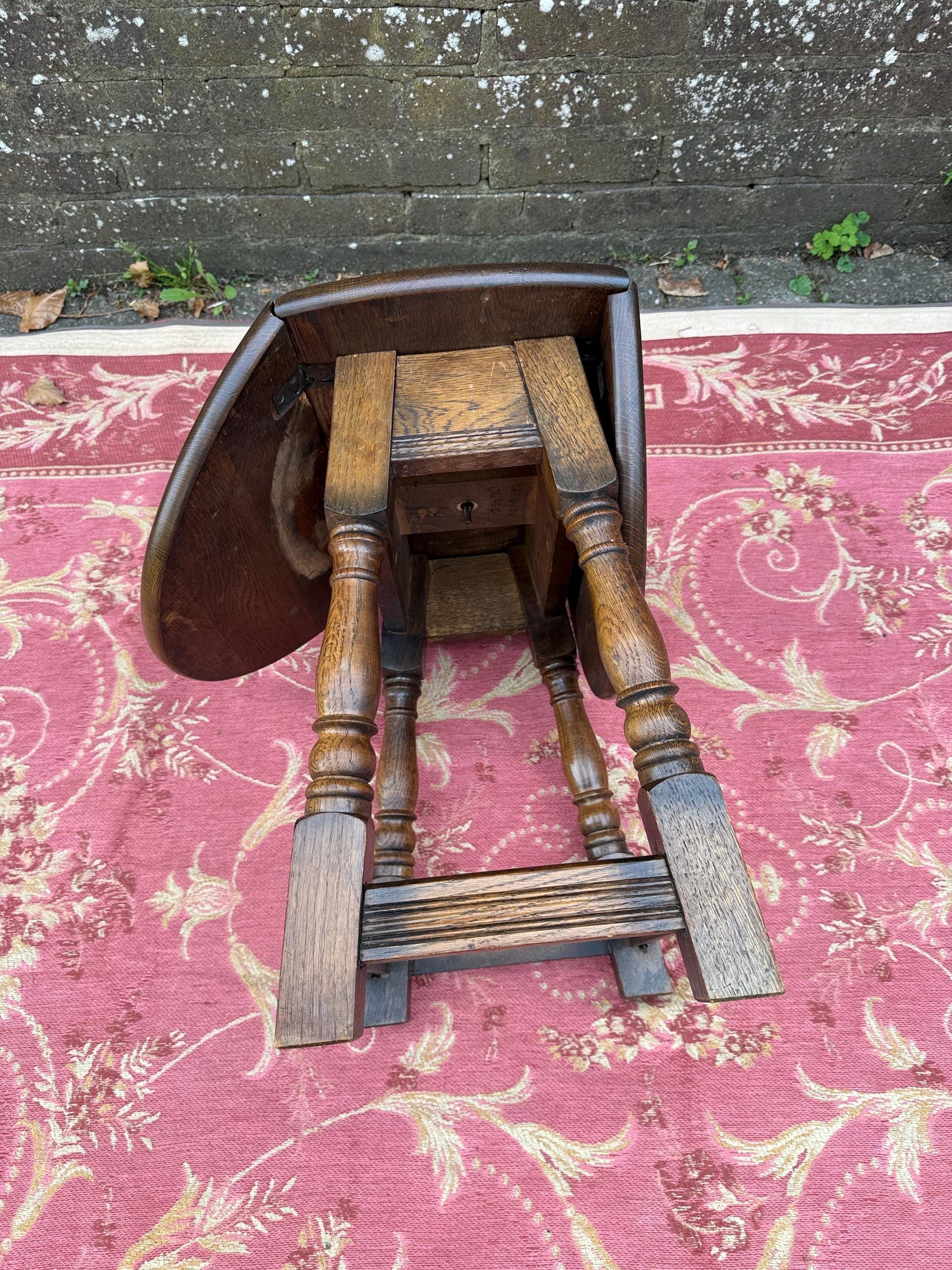 Vintage solid oak swivel folding occasional table - delightful mid century, 1950s folding table