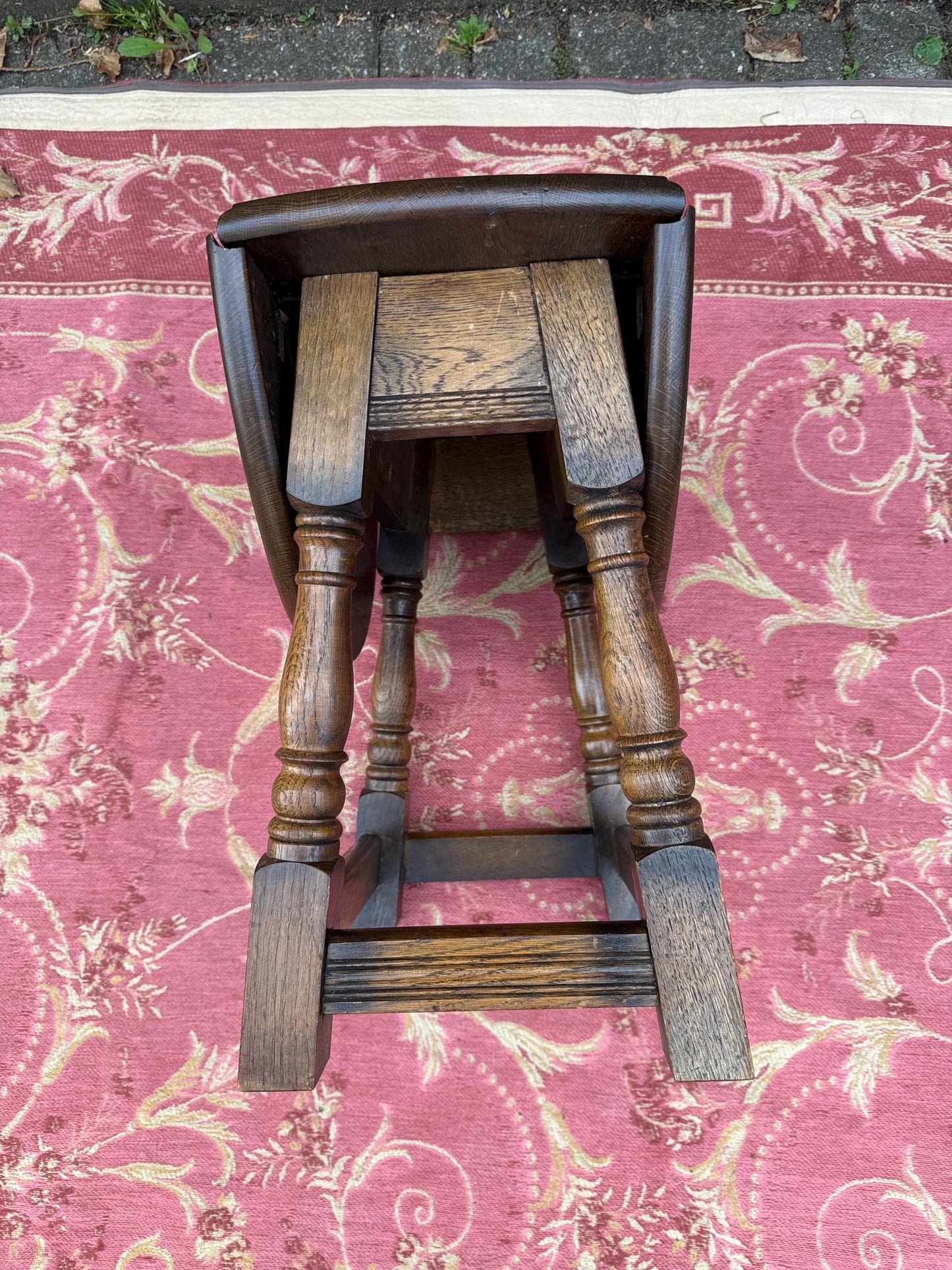 Vintage solid oak swivel folding occasional table - delightful mid century, 1950s folding table