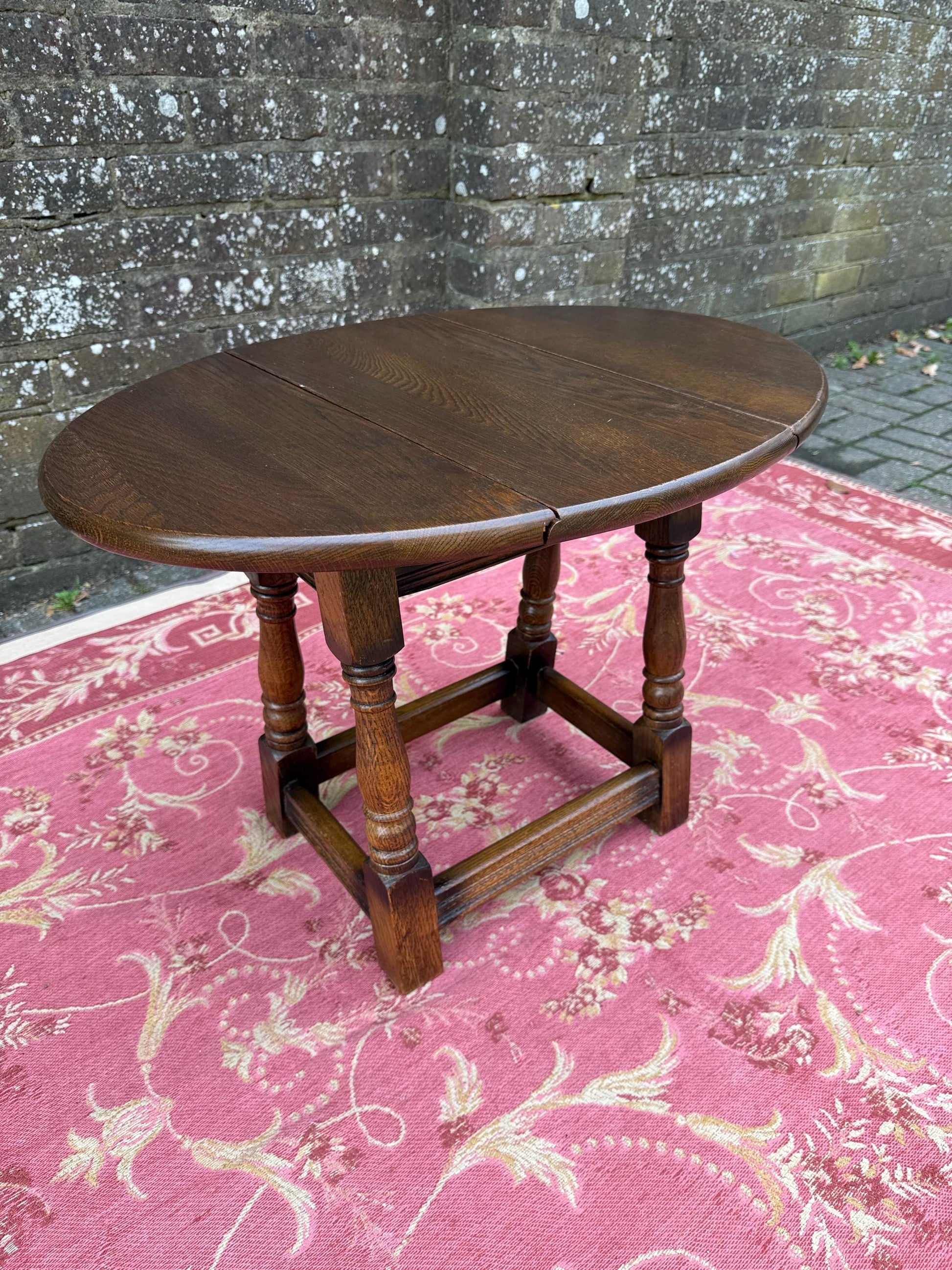 Vintage solid oak swivel folding occasional table - delightful mid century, 1950s folding table