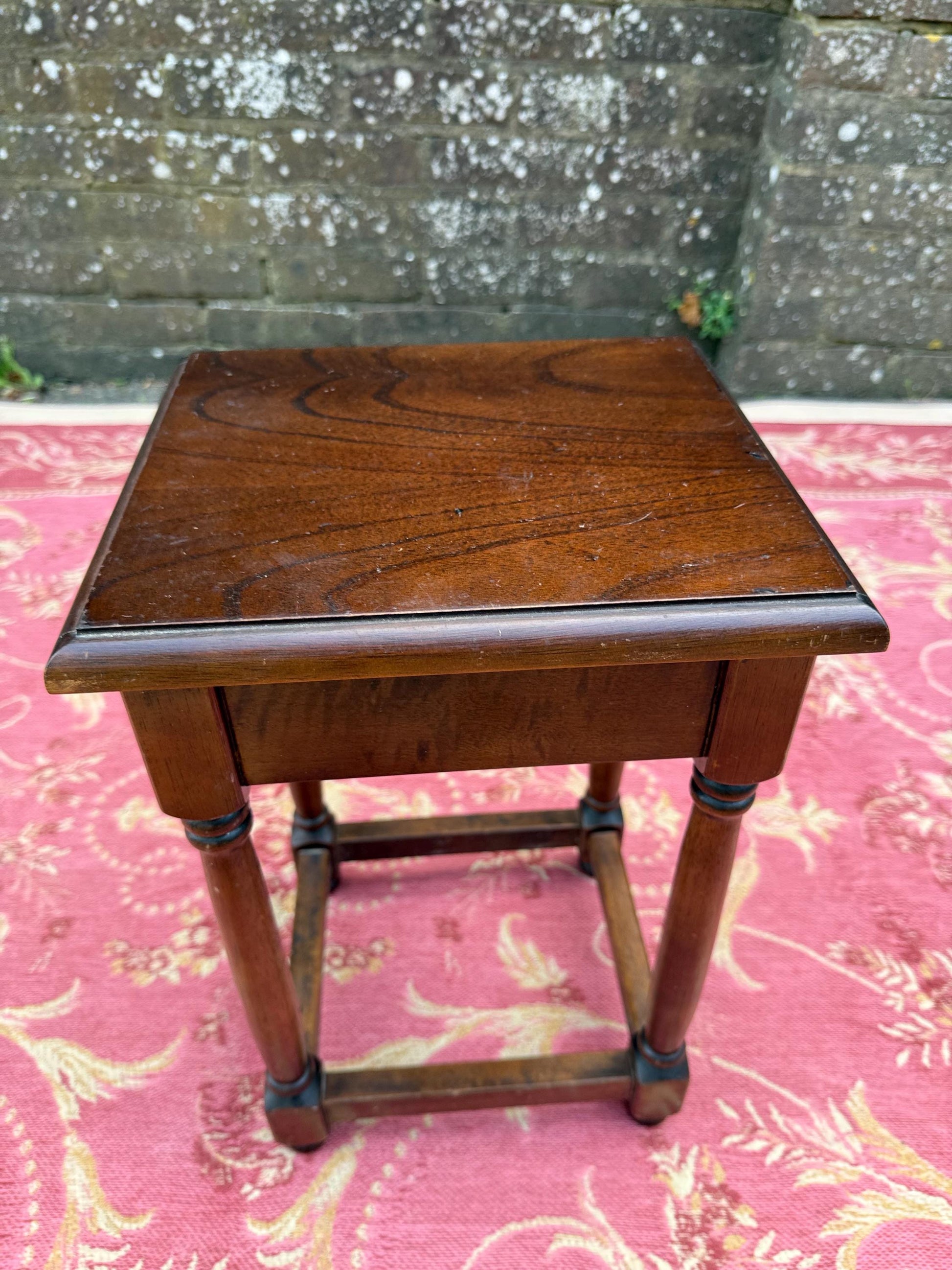 Small wooden vintage table or plant stand or lamp table, vintage side table