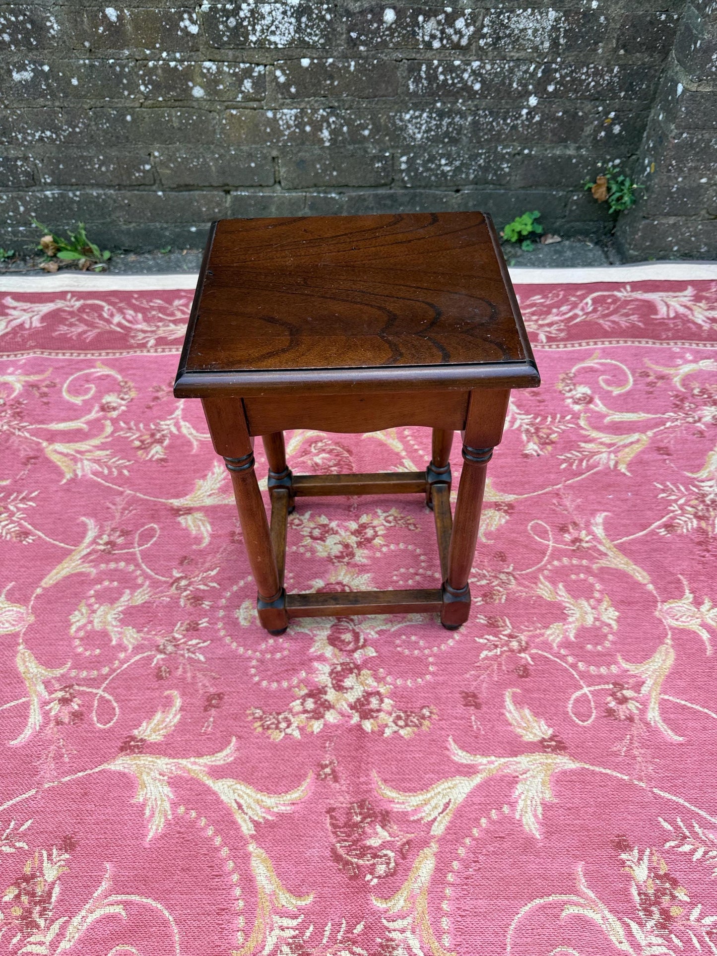 Small wooden vintage table or plant stand or lamp table, vintage side table