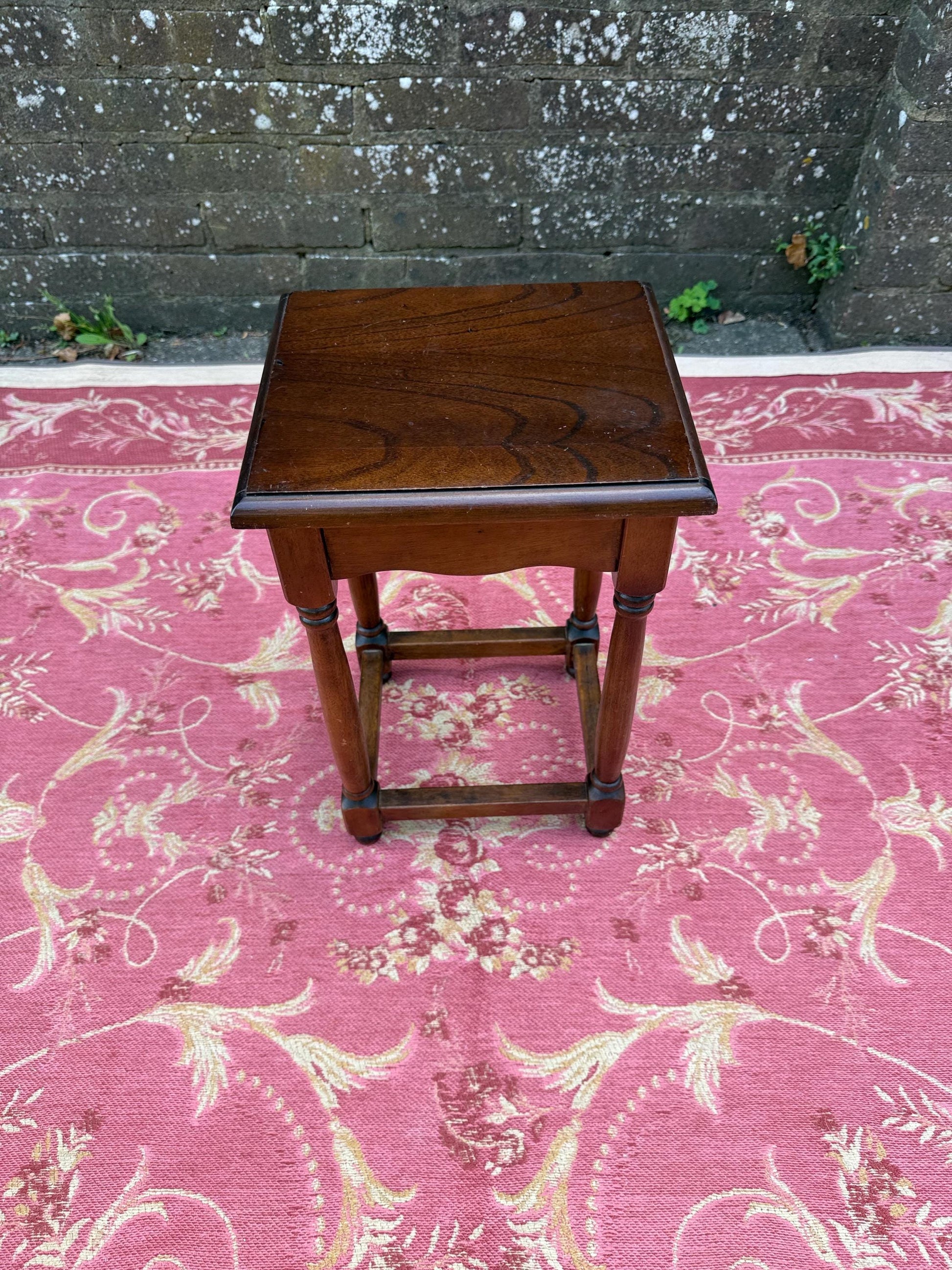 Small wooden vintage table or plant stand or lamp table, vintage side table