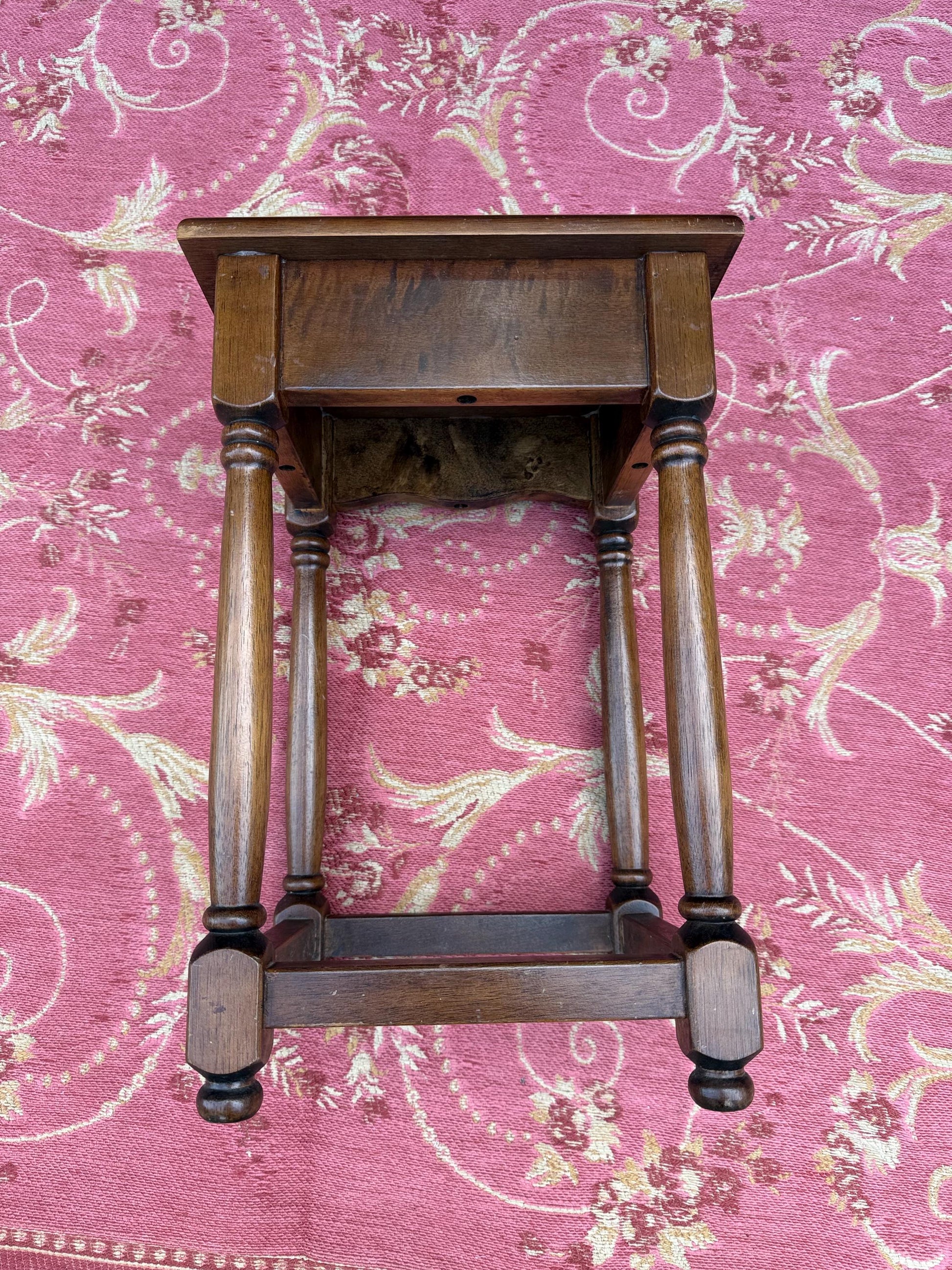 Small wooden vintage table or plant stand or lamp table, vintage side table