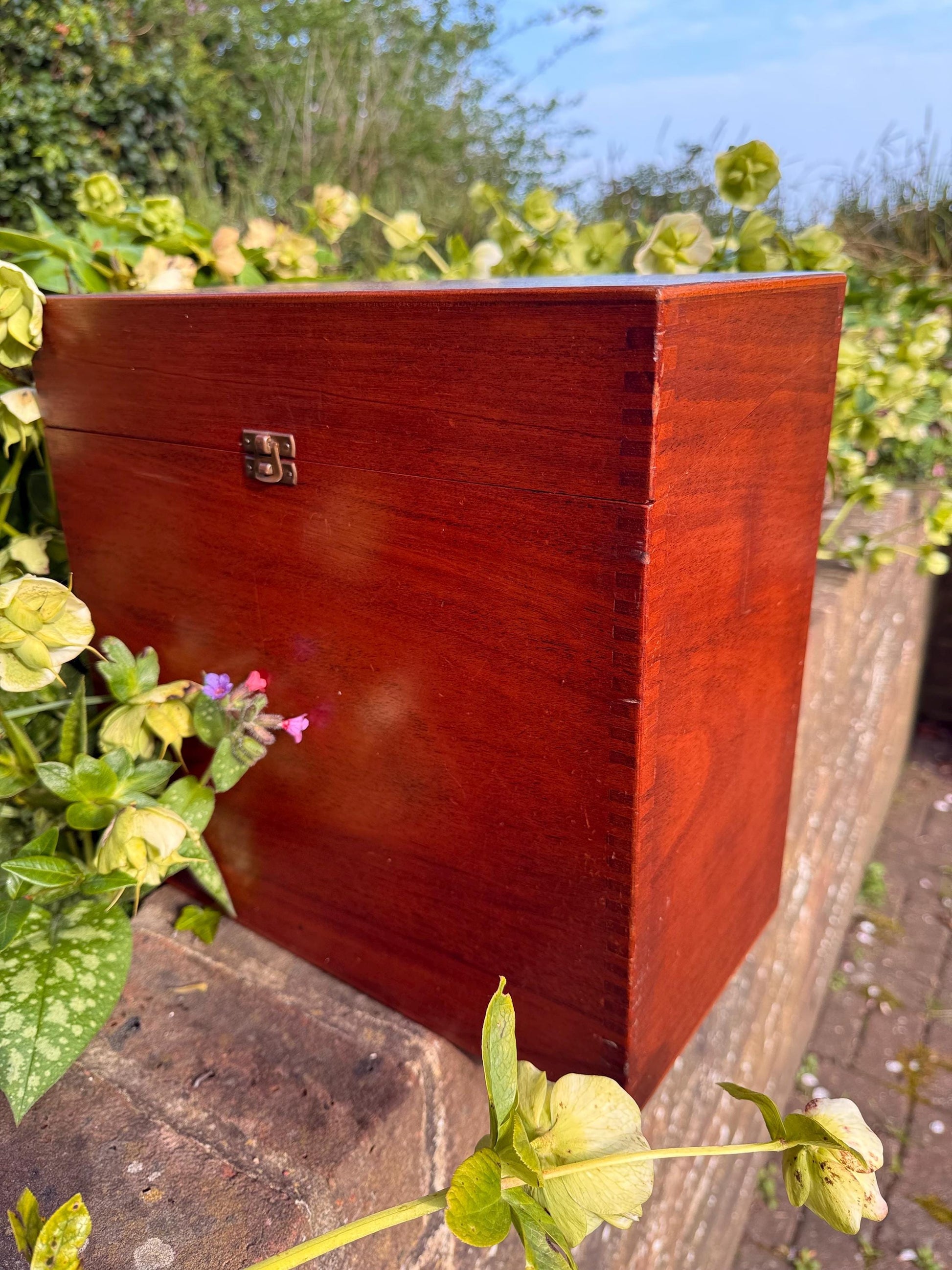 Vintage wooden storage box - perfect for Vinyl, LPs, Records, 12 inch storage, storage case, wooden box 35 x 33 x 18