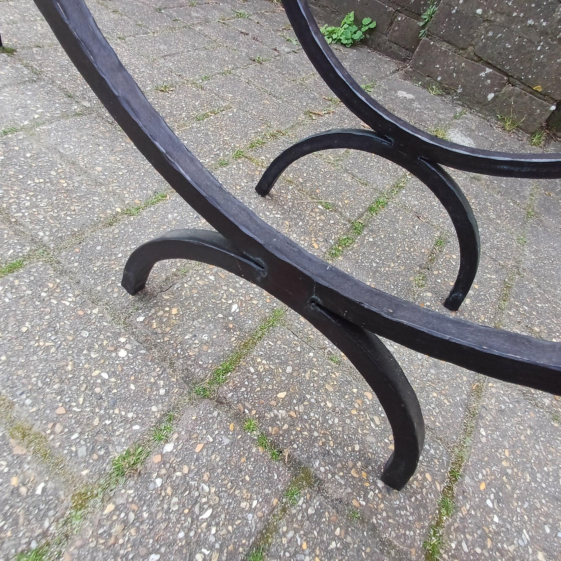 Pair of Vintage Iron Log Holders 1980s 1990s Black Hand Forged Wrought Iron Fireplace Wood Storage Rustic Industrial Style