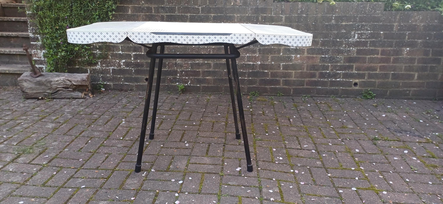 Classic American Vintage Retro Funky Drop Leaf Geometric Formica and Metal Kitchen Dining Table Quintessential 50s Décor FREE HAND Delivery