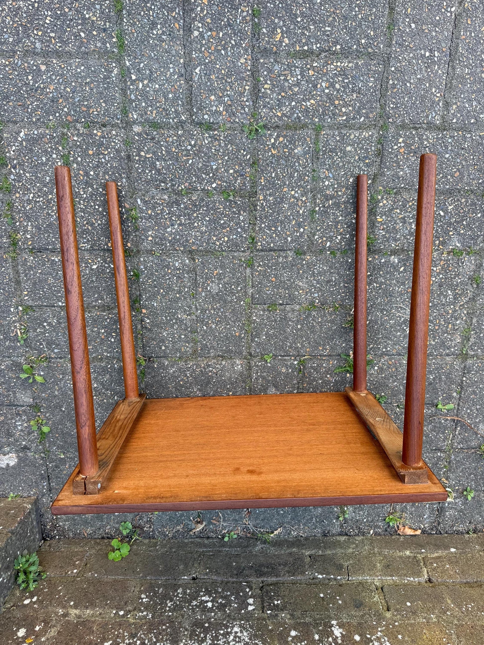 Retro 1970s small wooden table wide; plant table, plant stand, side table, vintage table 48cm x height 41cm x depth 34cm