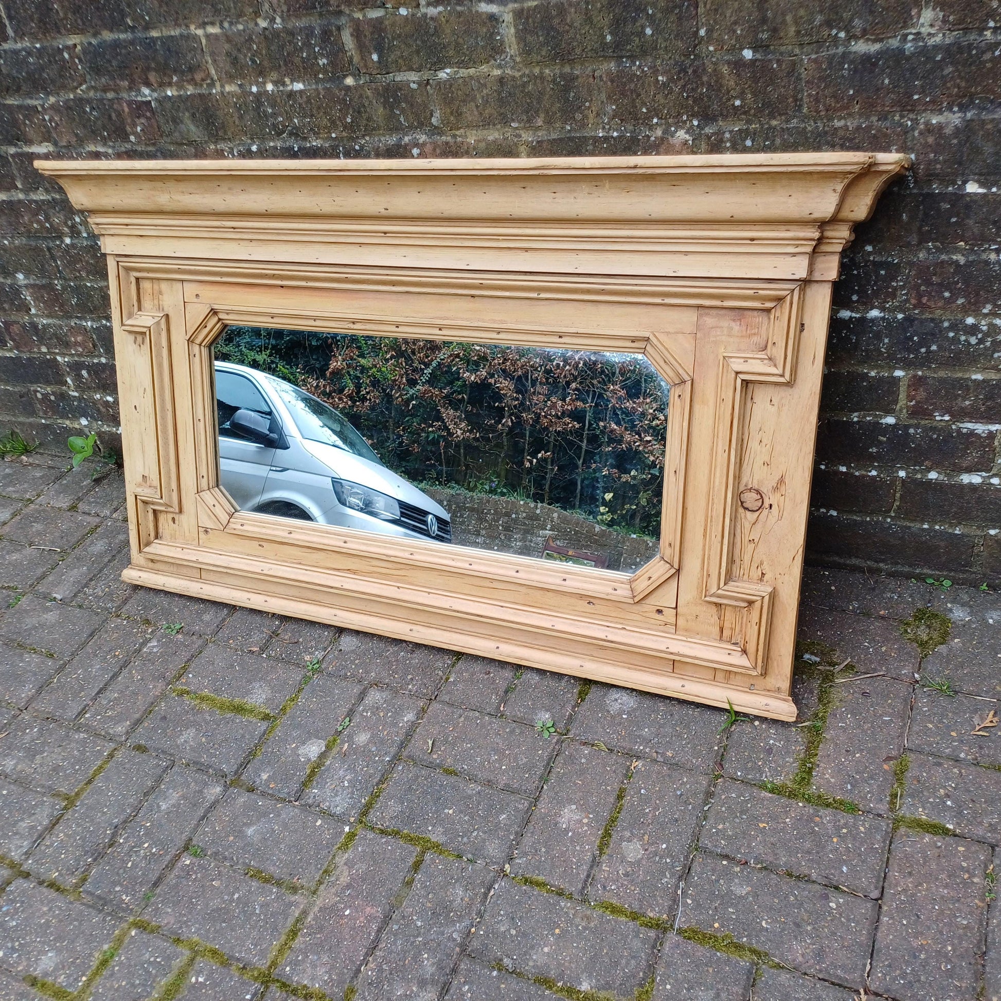 Vintage Antique Victorian Stripped Pine Over Mantel or Wall Amazing Cornice Statement Piece Natural Wax Finish FREE HAND Delivery