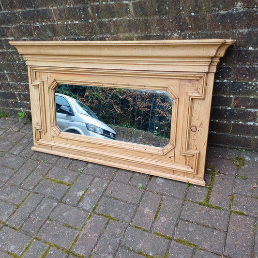 Vintage Antique Victorian Stripped Pine Over Mantel or Wall Amazing Cornice Statement Piece Natural Wax Finish FREE HAND Delivery