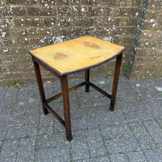 small oak vintage table with sanded top; unique finish. lamp table, vintage plant stand, vintage wooden table
