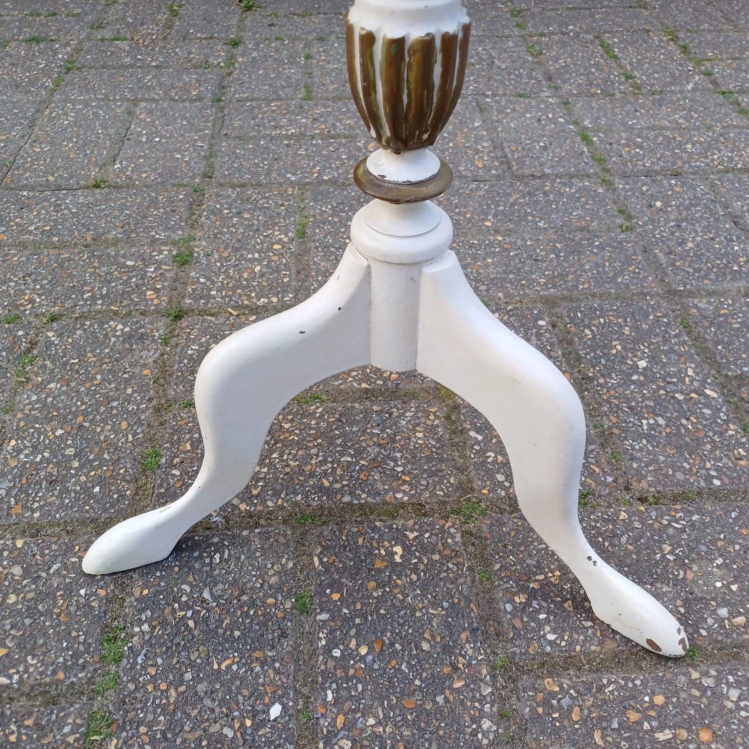 Superb vintage painted white/cream and gold wine table, side table, vintage wooden table, lamp table - white with gold accents