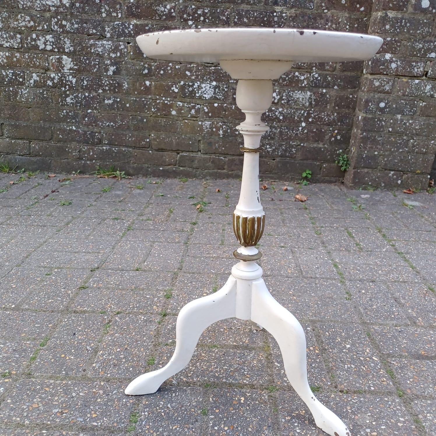 Superb vintage painted white/cream and gold wine table, side table, vintage wooden table, lamp table - white with gold accents