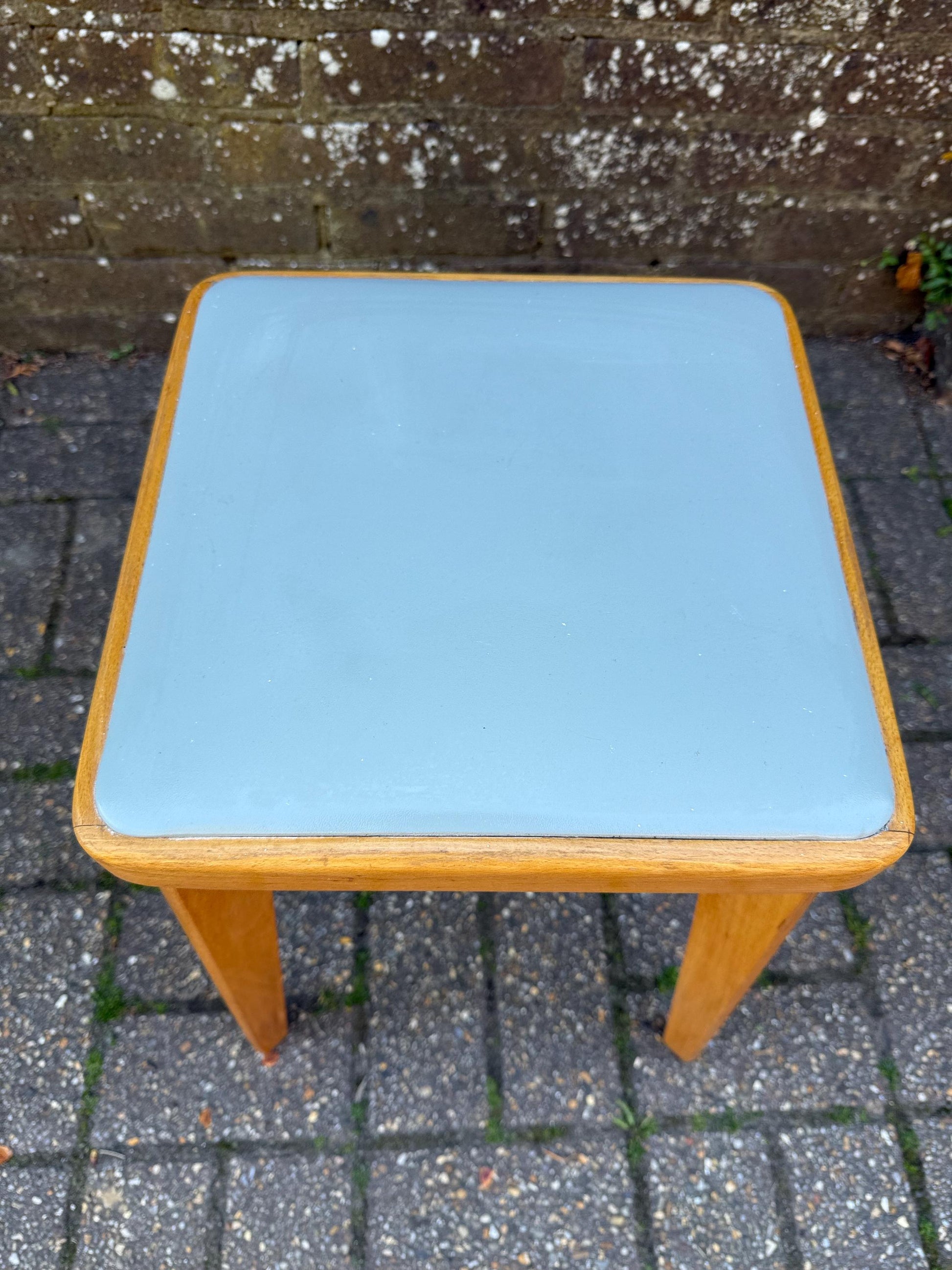 Mid-century Ben Chair Ltd beech stool with vinyl top - VGC - original early retro Scandi stool