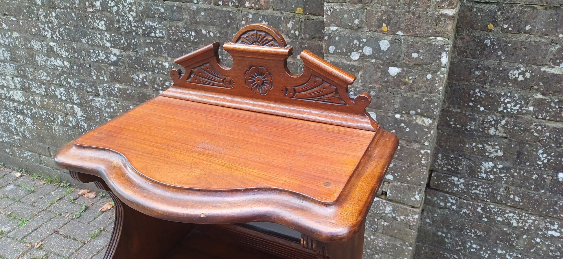 Victorian Mahogany Music Cabinet Narrow Ornate Antique Storage with Brass Details & Mirror, Elegant Hallway Display FREE HAND Delivery