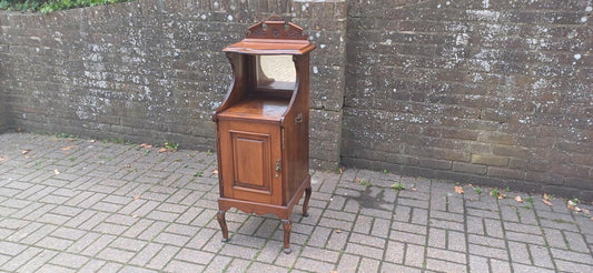 Victorian Mahogany Music Cabinet Narrow Ornate Antique Storage with Brass Details & Mirror, Elegant Hallway Display FREE HAND Delivery