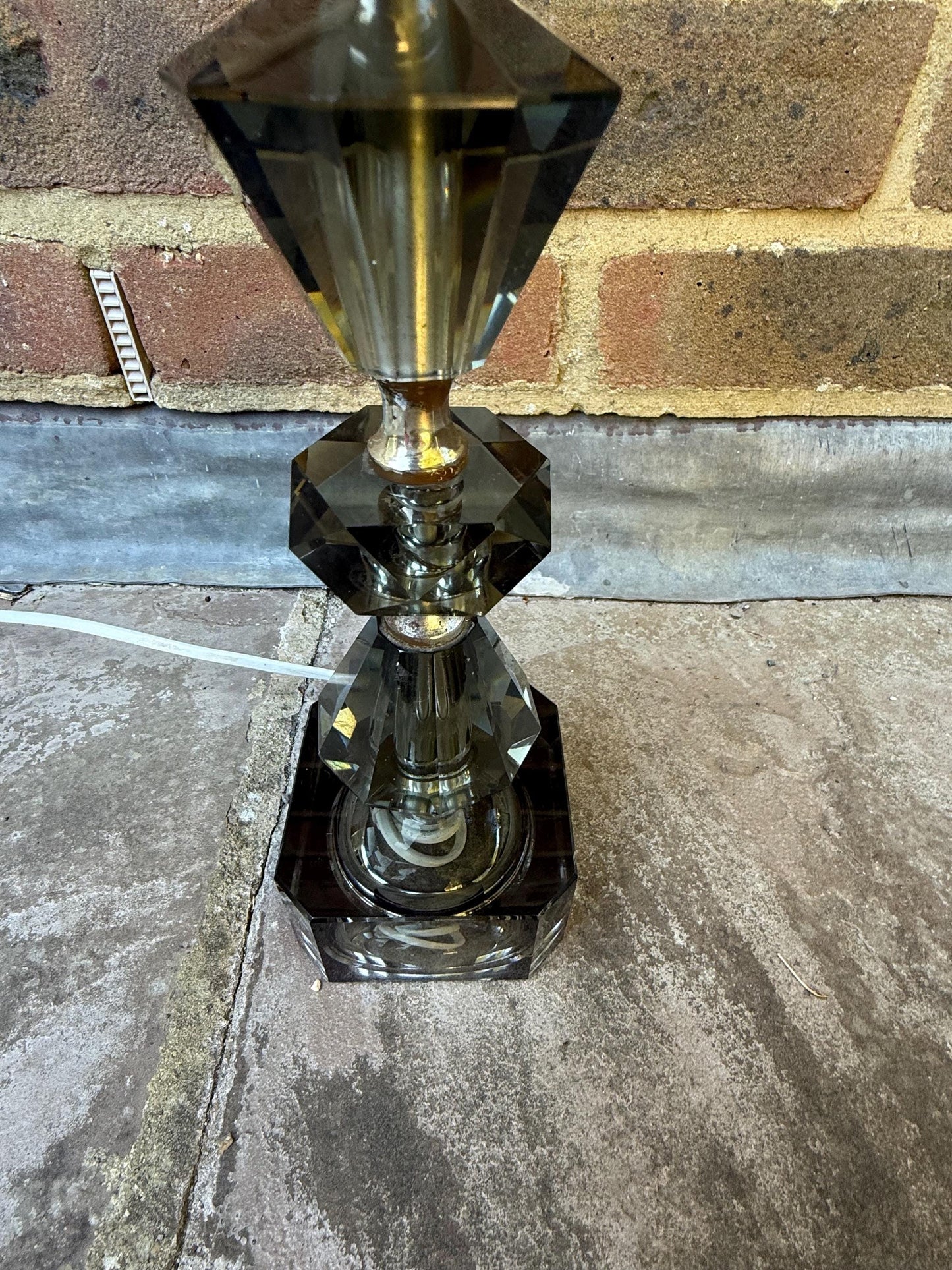 Retro vintage cut glass grey European vintage lamp - working
