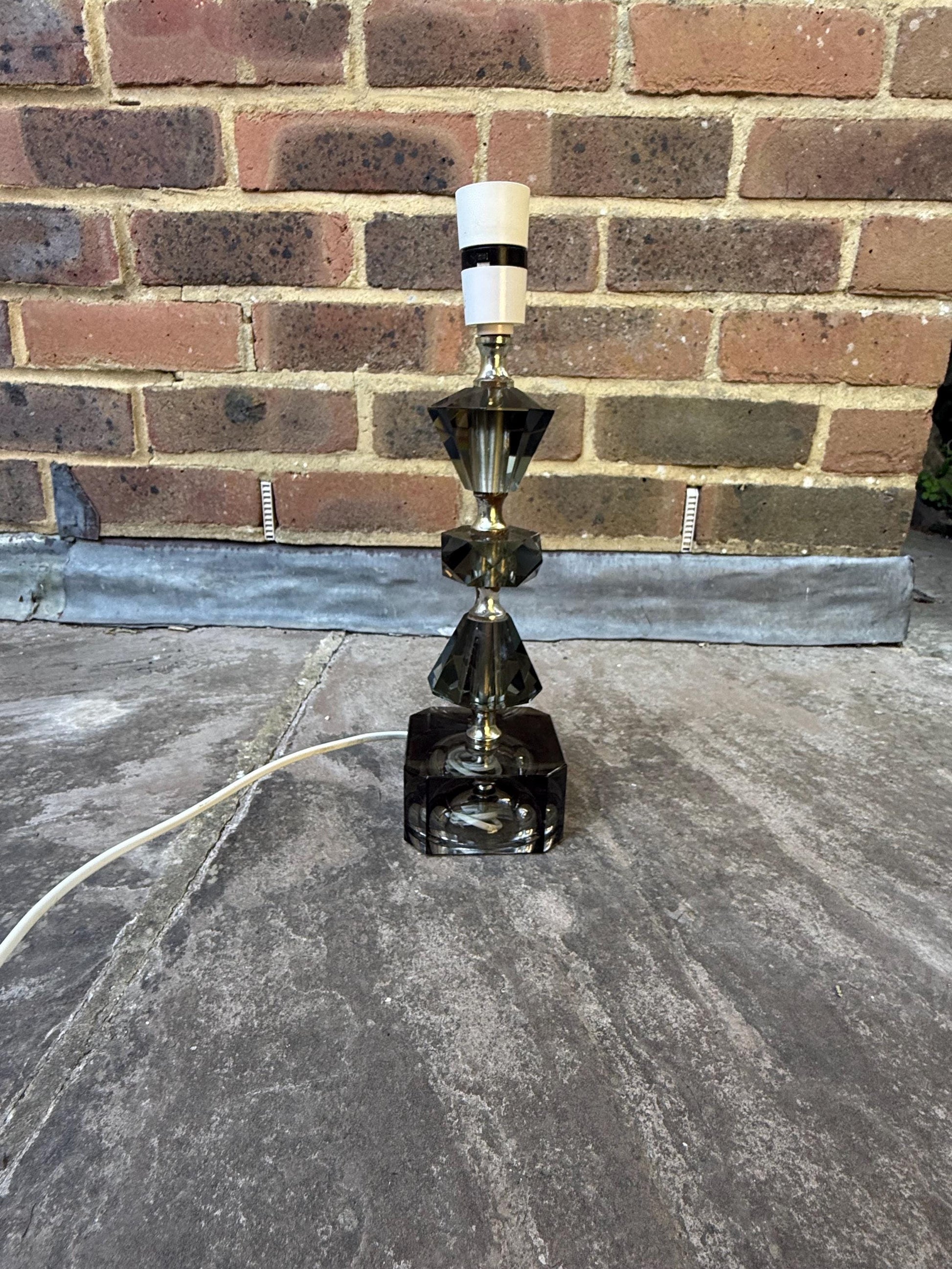 Retro vintage cut glass grey European vintage lamp - working