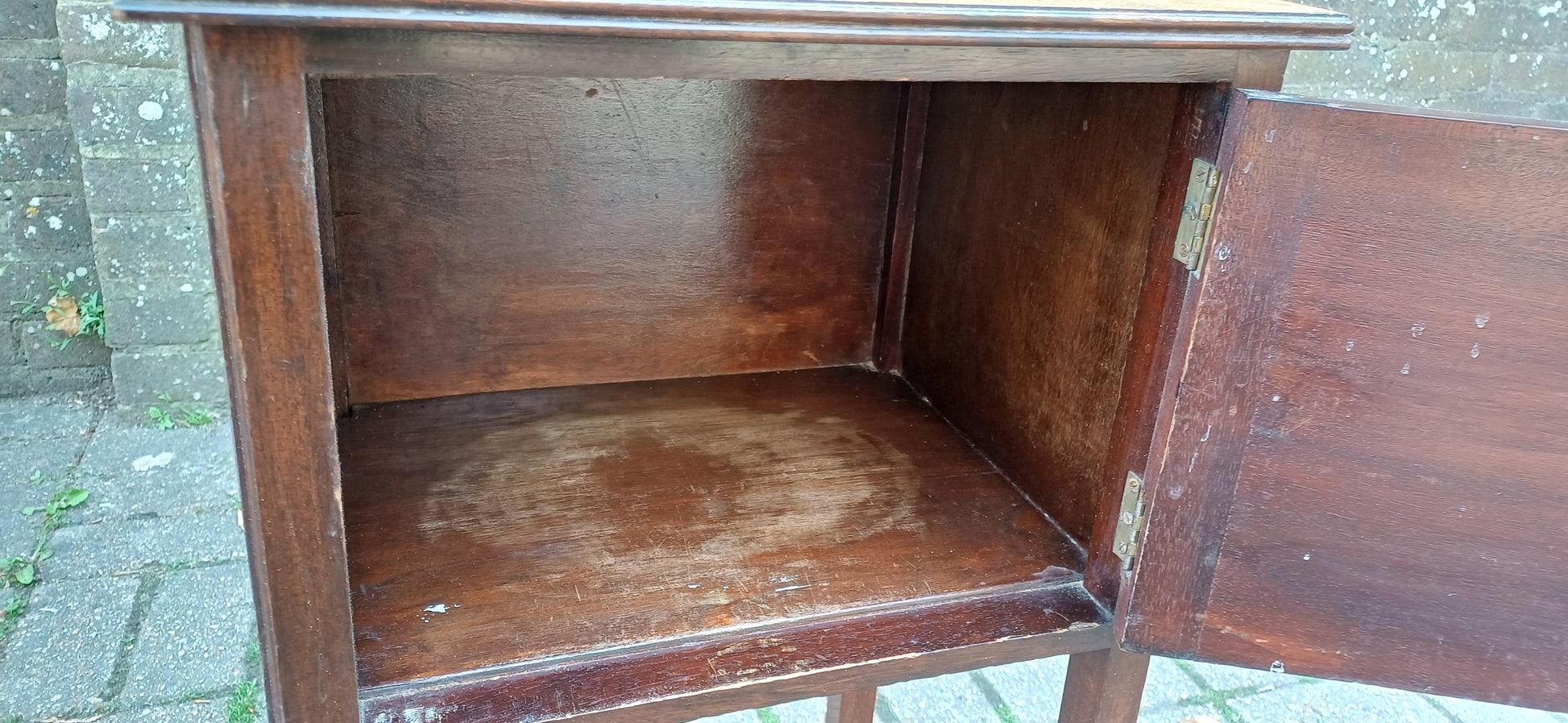 Antique Edwardian Mahogany Bedside Cabinet Gallery Top Vintage Storage Side Table