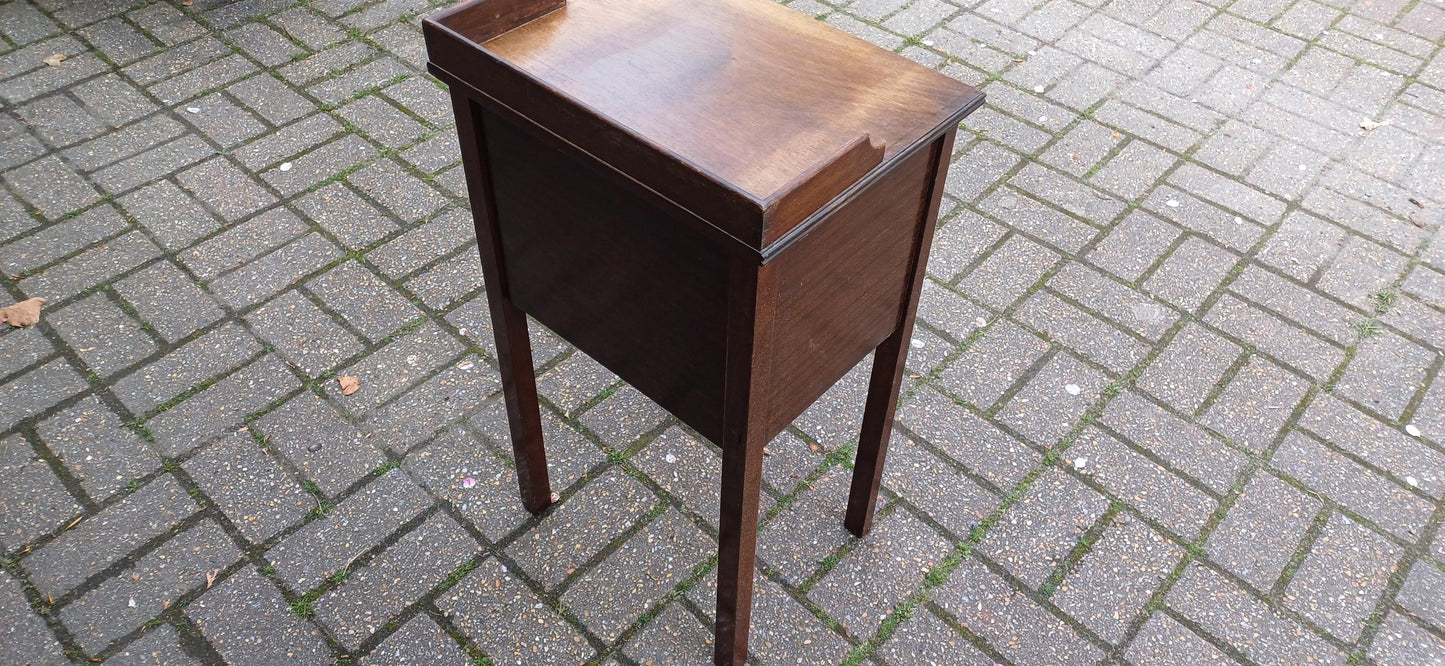 Antique Edwardian Mahogany Bedside Cabinet Gallery Top Vintage Storage Side Table