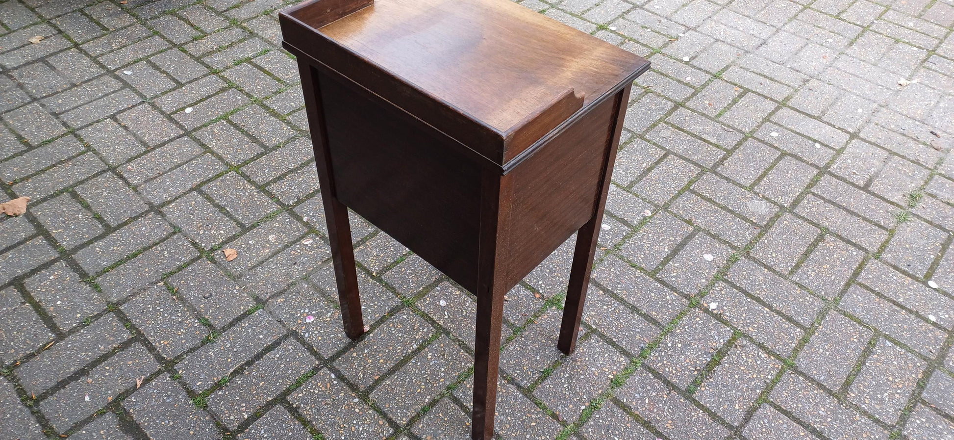 Antique Edwardian Mahogany Bedside Cabinet Gallery Top Vintage Storage Side Table