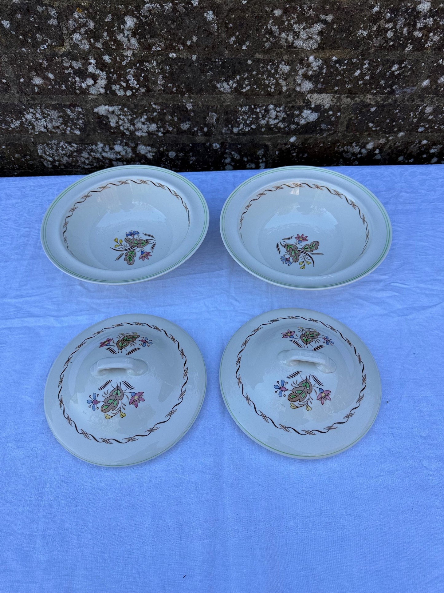 1950s Royal Doulton Woodland dinner service - 26 pieces - mid century floral tableware, English china dinner service, D 6338