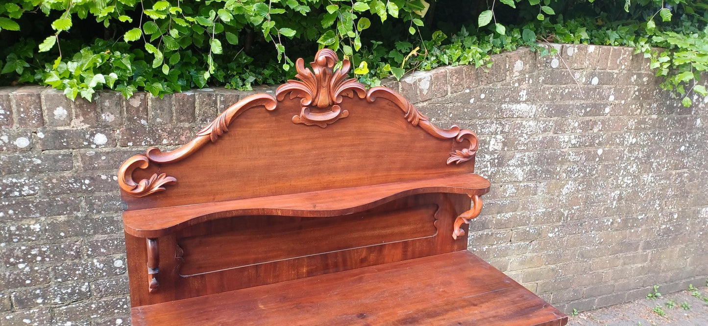Victorian Rococo Revival Mahogany Chiffoniere 19th Century Antique Sideboard with Carved Pediment & Gothic Panels FREE HAND Delivery